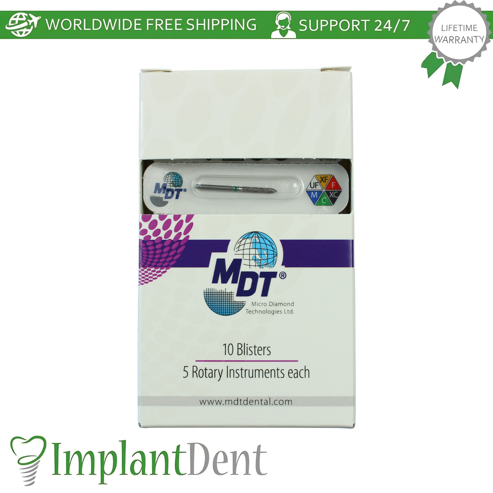 Dental MDT Short Beveled Cylinder FG Diamond Burs 131 Shaping Contouring Surface