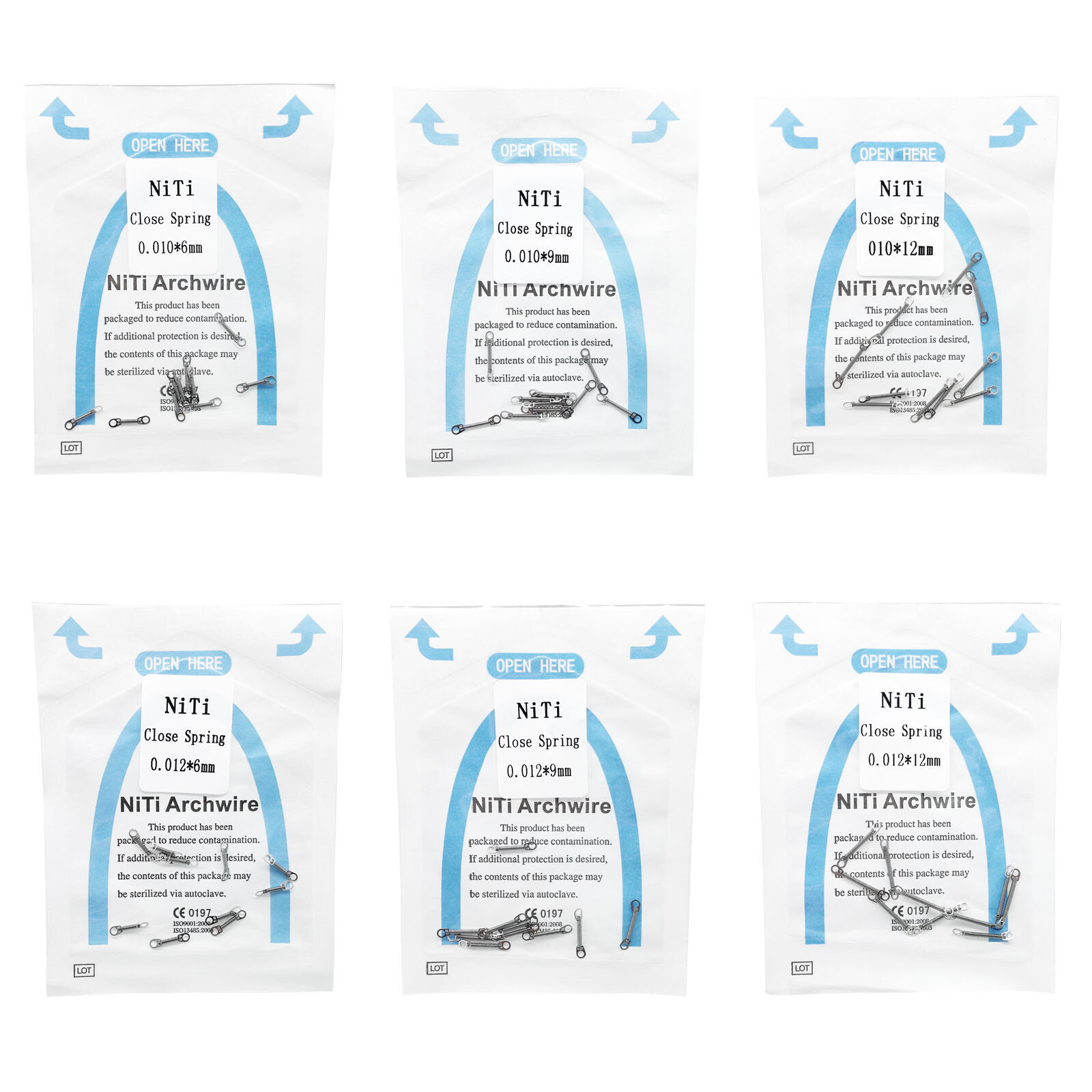 10Pcs Dental Orthodontic Closed Coil Spring NITI 010/012 open Spring 6/9/12mm