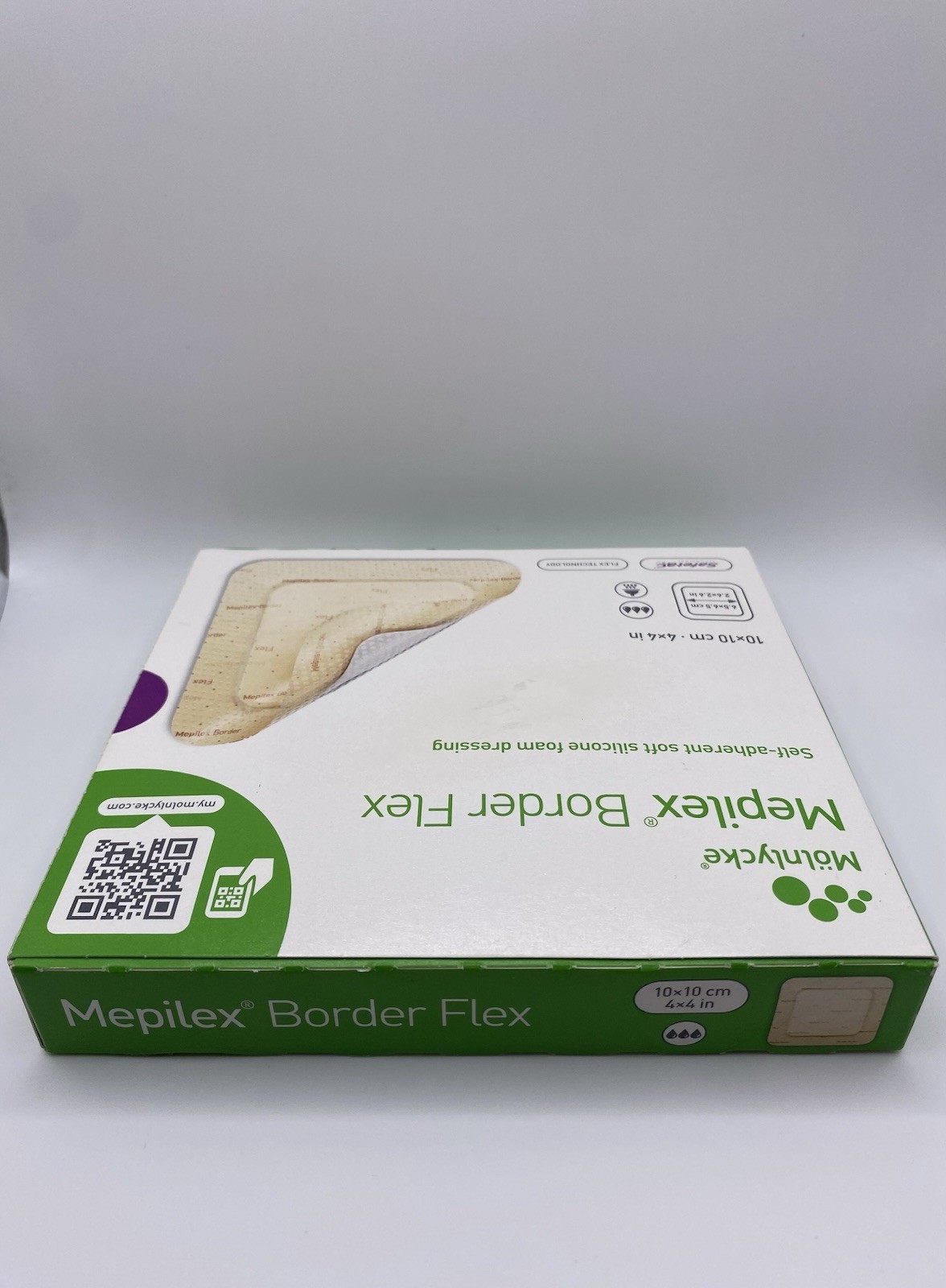 Mepilex Border Flex – Soft Silicone Foam Dressing – 4″ x 4″ – Box of 5 Dressings