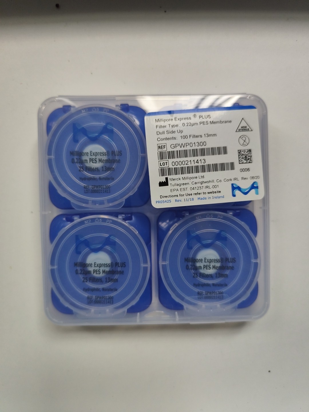 gpwp01300 Millipore PES Membrane Filter, 0.22 μm Pore Size100 Filters