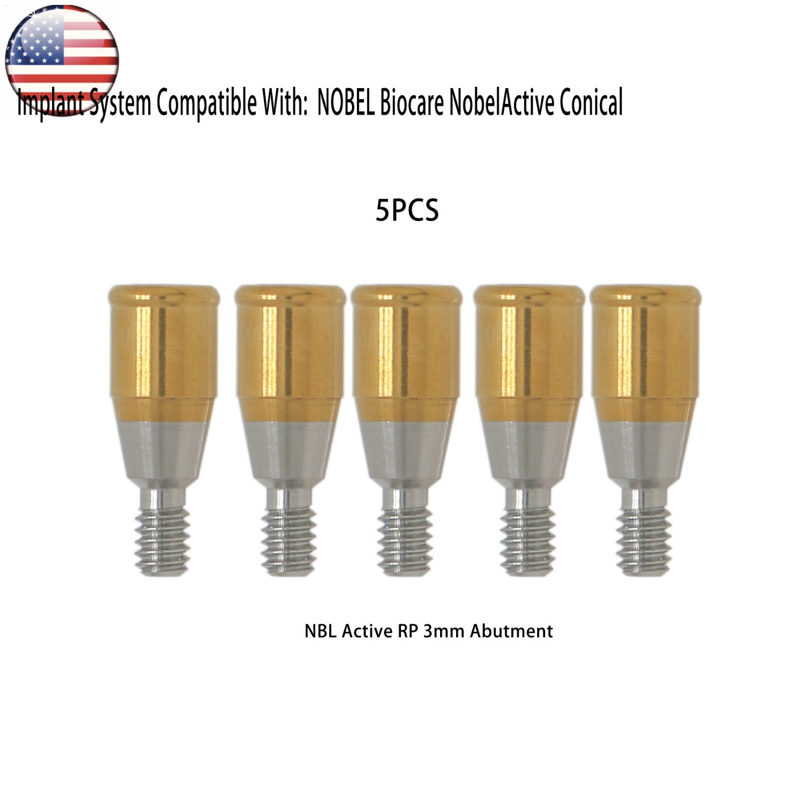 US Dental Locator Abutments for Nobel Active Conical RP NA451/2/3/4/5mm Height