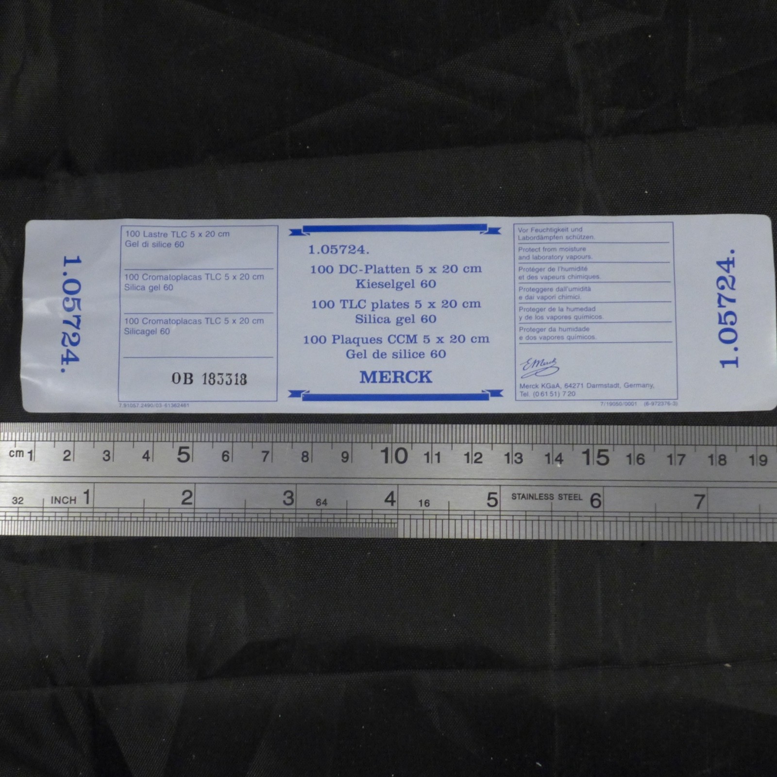 EM (E MERCK) Glass TLC Plates Silica Gel 60, 5x20cm #105724