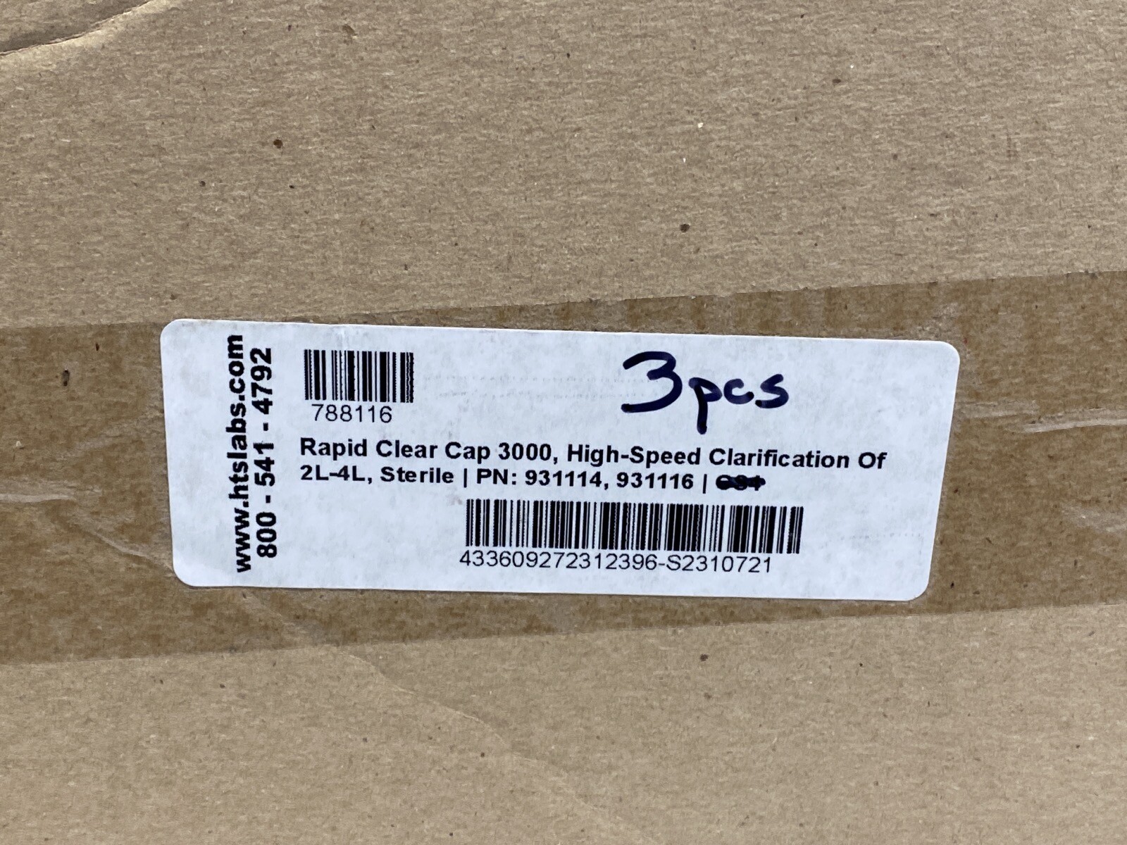 (3)THOMSON HTSLABS Rapid Clear Caps 3000 High-Speed Clarification of 2-4L 788116
