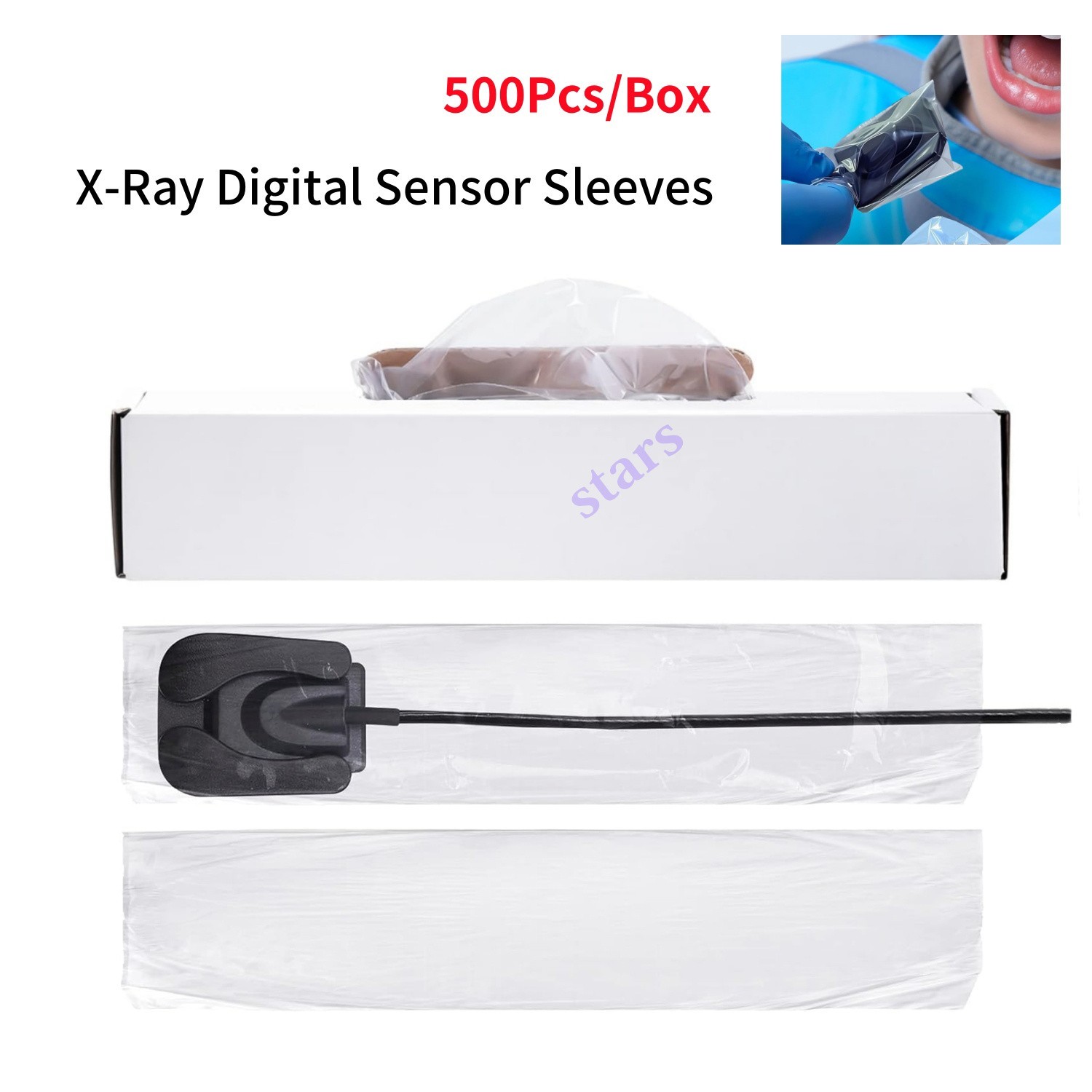 500Pcs Disposable Dental Digital X Ray sensor sleeves Protective Film 4.5 x 20cm