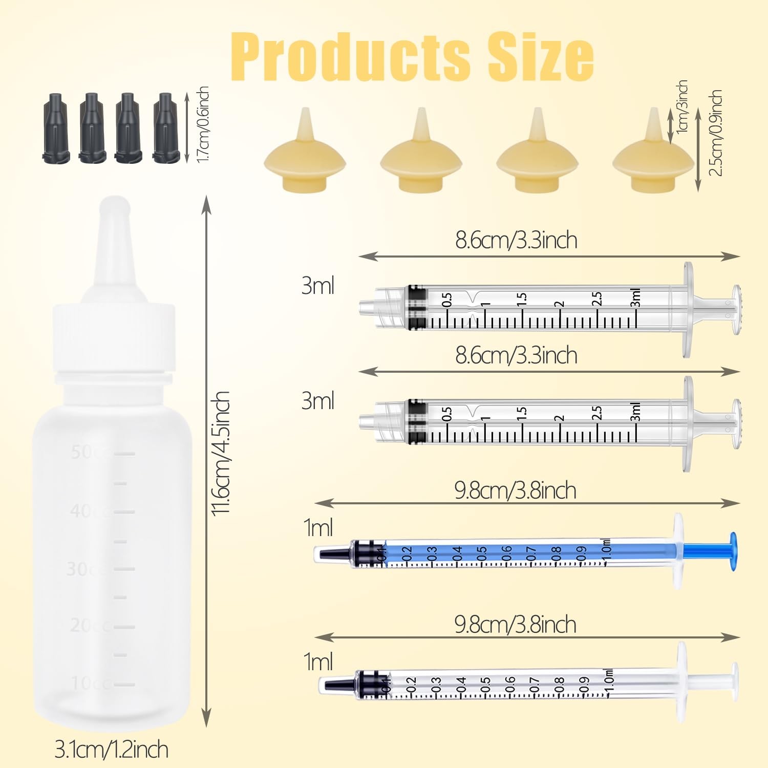 Xuanda Mini Pet Feeding Bottle and Syringes with Nipples for model4, white