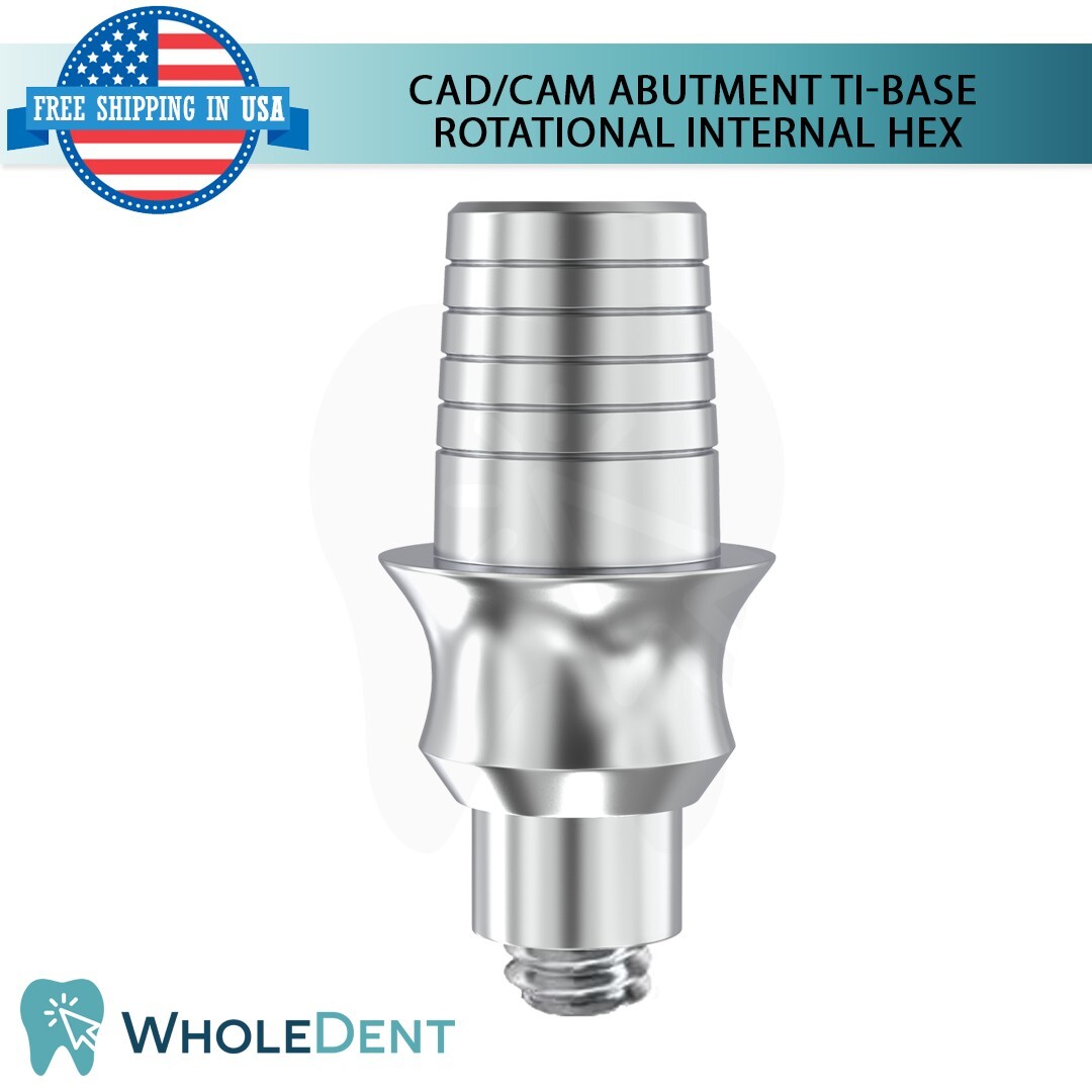 5x Dental Rotational Concave Titanium Base Int Hex 2.42mm CAD/CAM Prosthetic