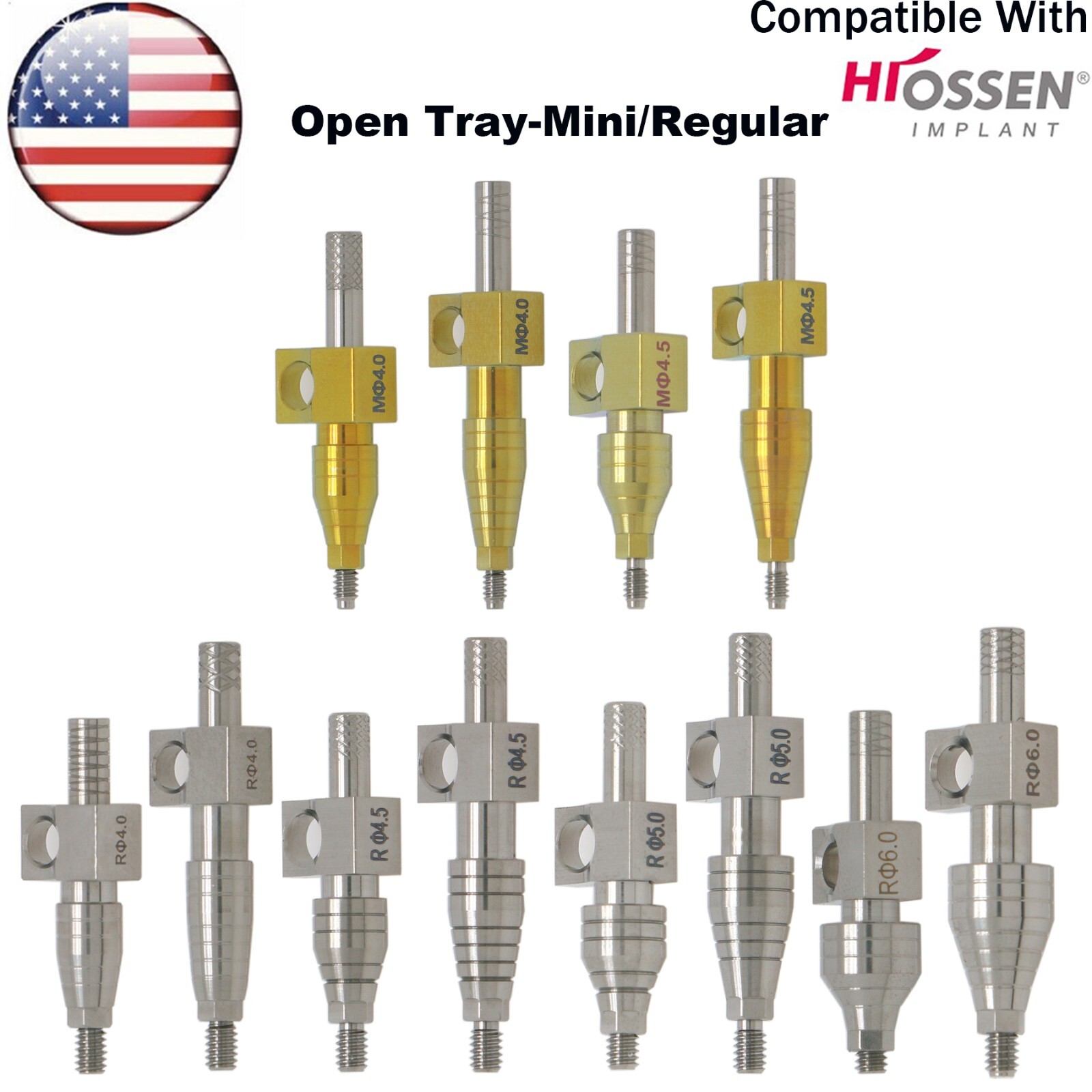 US Fits Hiossen Dental Transfer lmpression Coping Open Closed Tray M/R Osstem ET