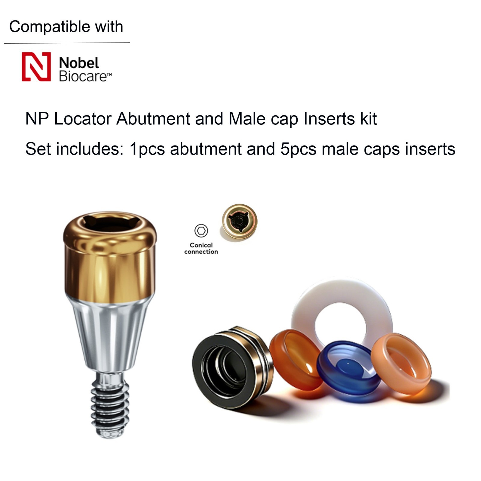 US Locator Abutments & Male Caps For Nobel Biocare Active Conical NP 3.0mm