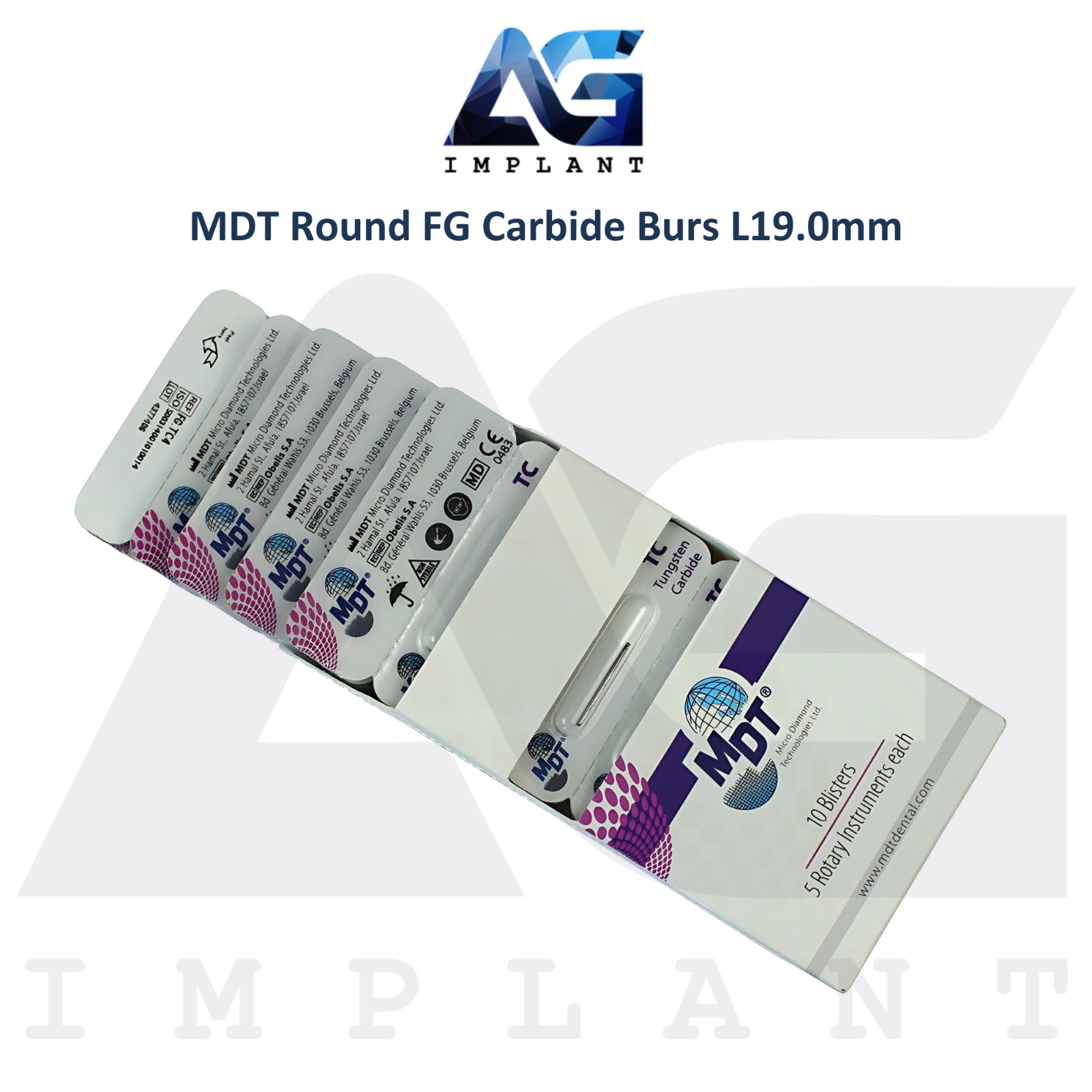 Dental MDT Round FG Carbide Burs L19.0mm Caries Removal Cavity Preparation
