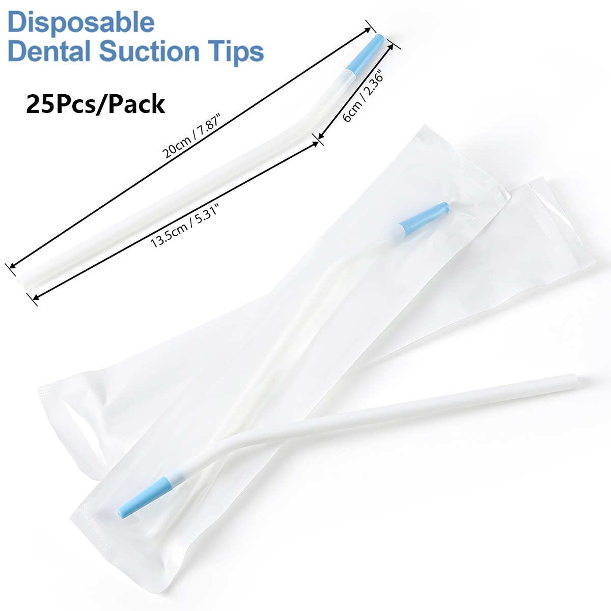 AZDENT Disposable Dental Surgical Aspirator Suction Tips with Adapter Long Slim
