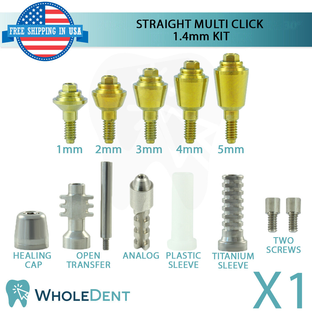 1x Straight Multi Unit 1.4mm Abutment Attachment Kit Internal Hex 2.42mm