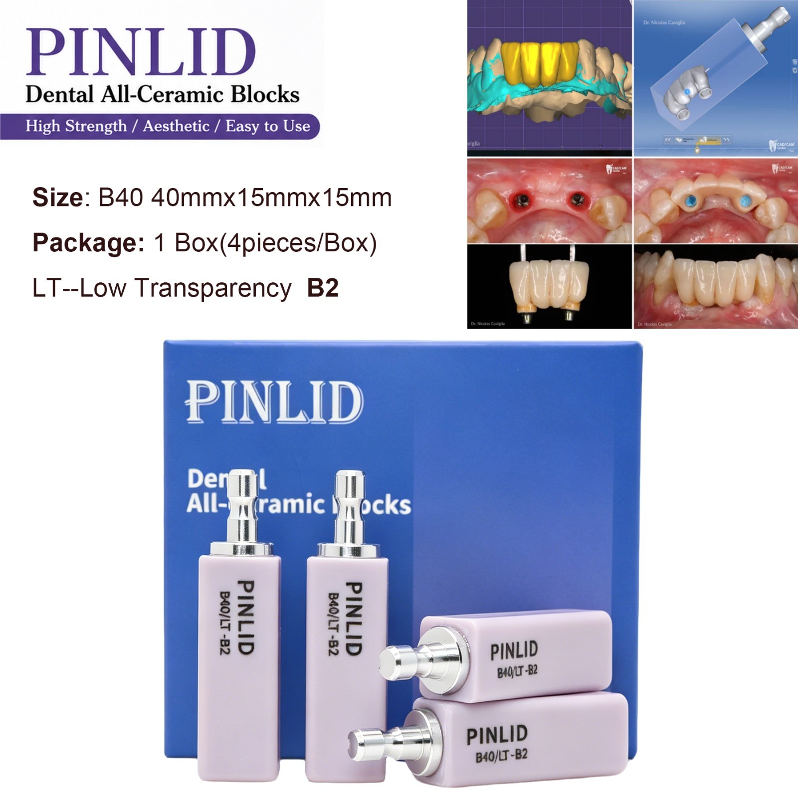 LT Dental Emax Glass Ceramic CAD CAM Blocks Lithium Disilicate CEREC 4pc/box