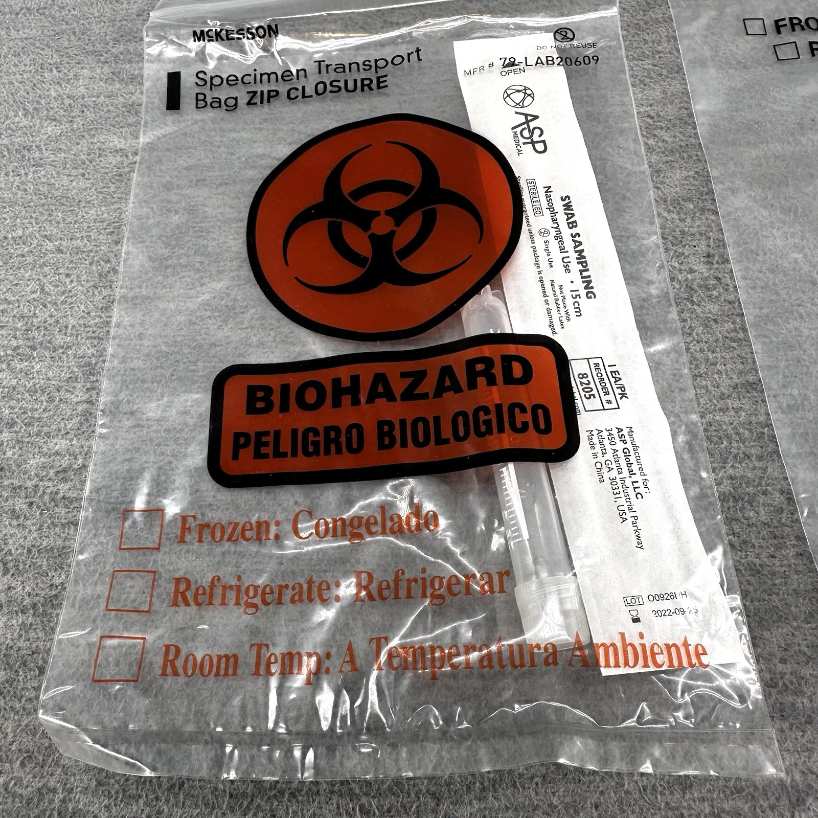 SPECI-ZIP – Collection Kits Swab and Disposable Tube with Biohazard Bags