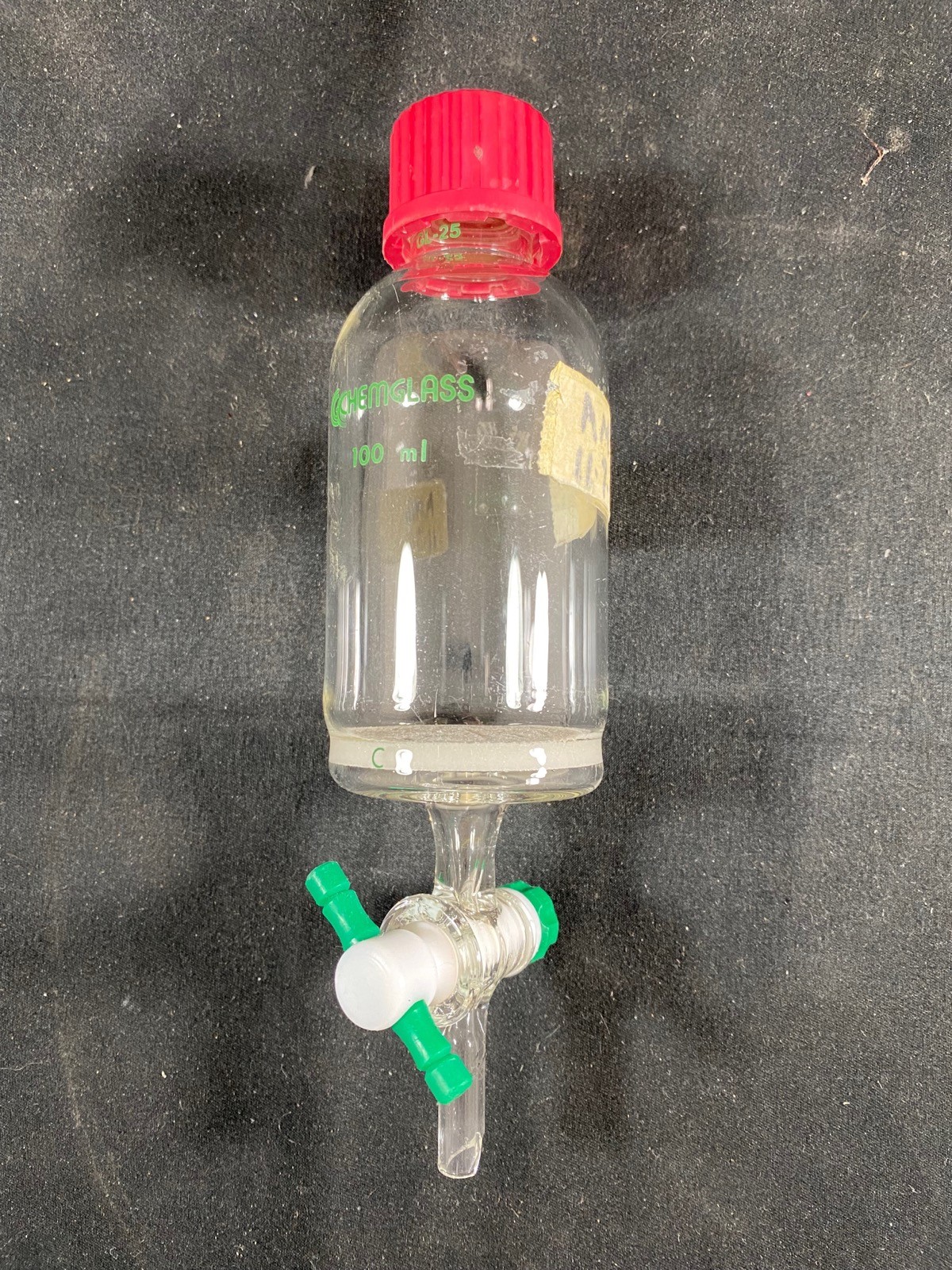 CHEMGLASS Glass 100mL GL-25 Coarse Frit Solid Phase Peptide Synthesis Vessel (B)
