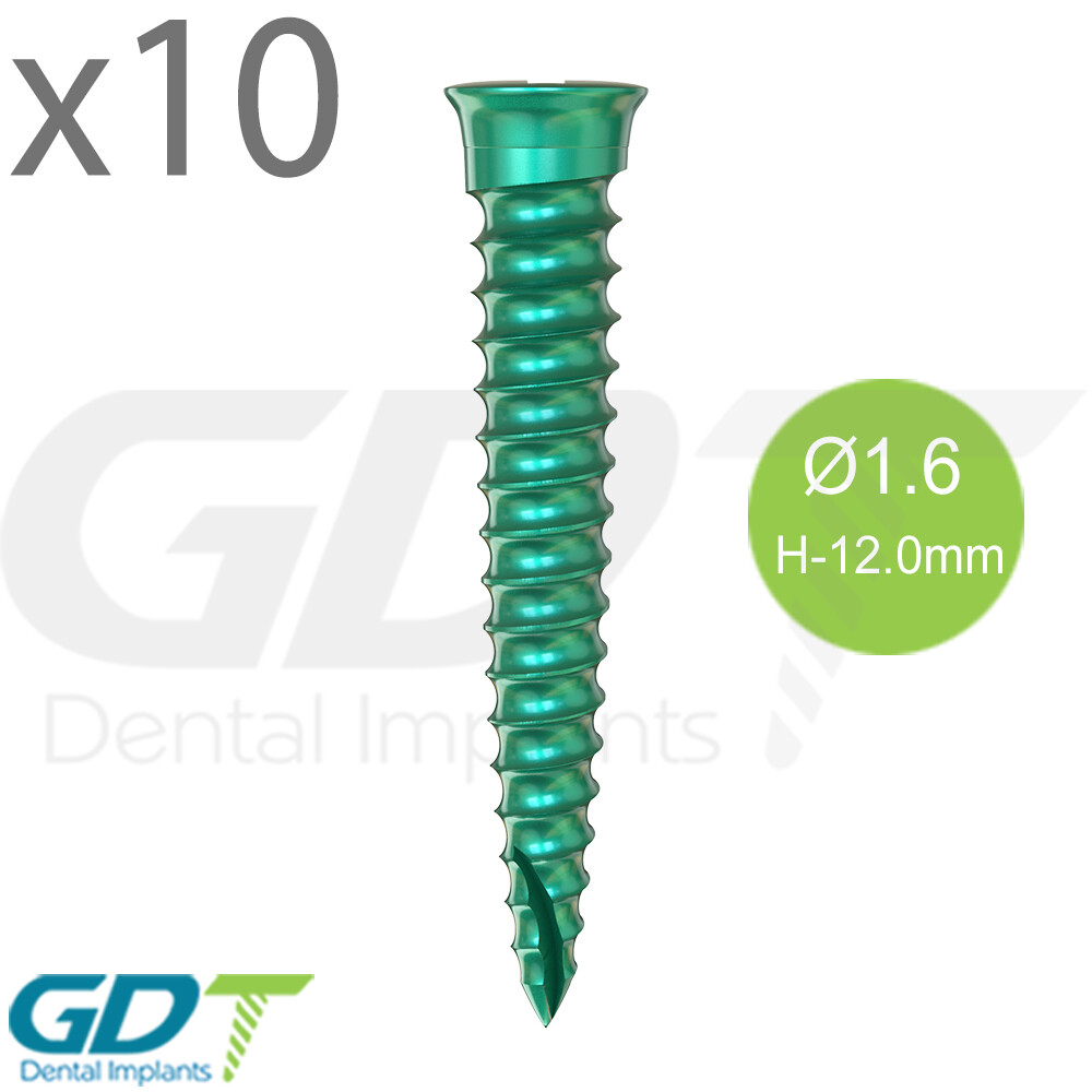 10 Self Drilling GBR Bon Screw Ø1.6mm, 12.0mm Membrane Fixation Dental Im plant