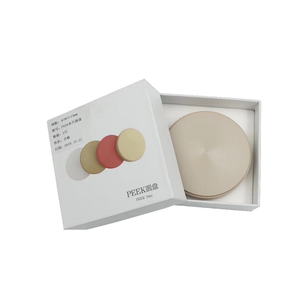 98mm Dental Peek Disc Natural White Yellow Color Dental Peek Blocks for CAD Cam