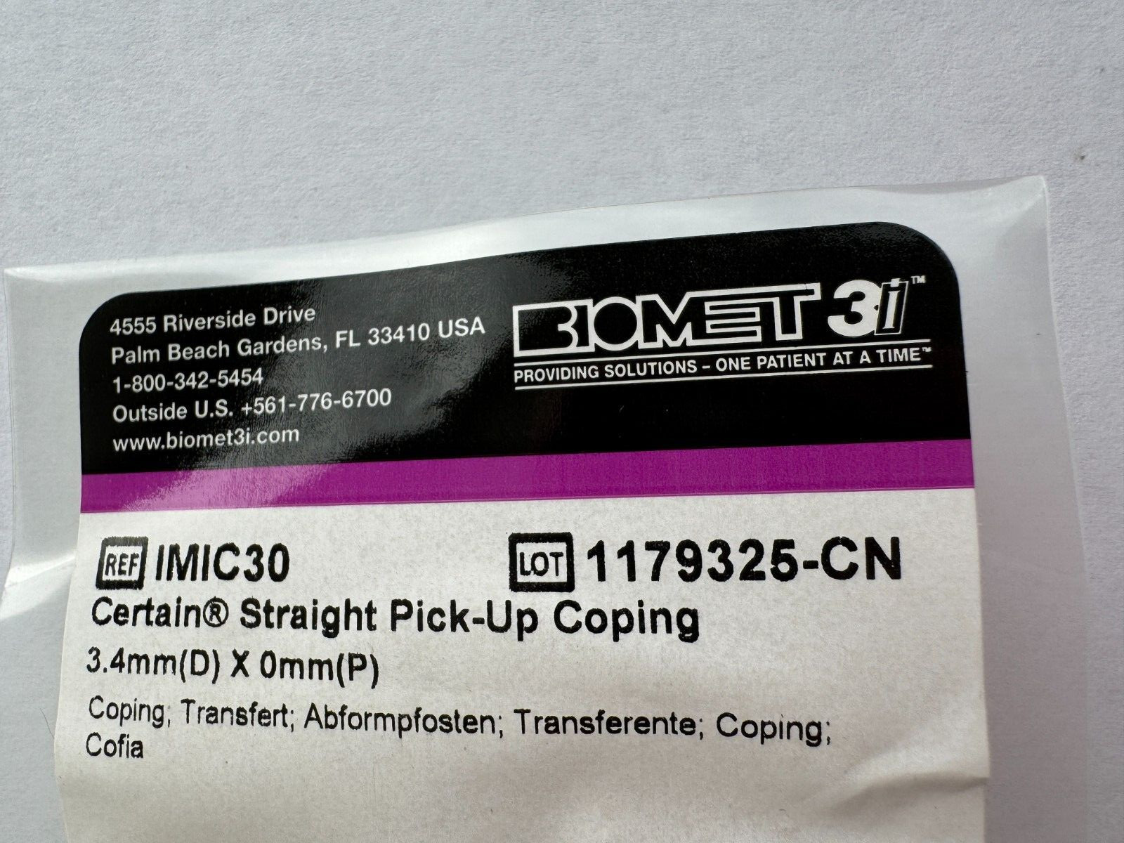 Certain Straight Pick-up Coping 3.4m x 0mm – IMIC30