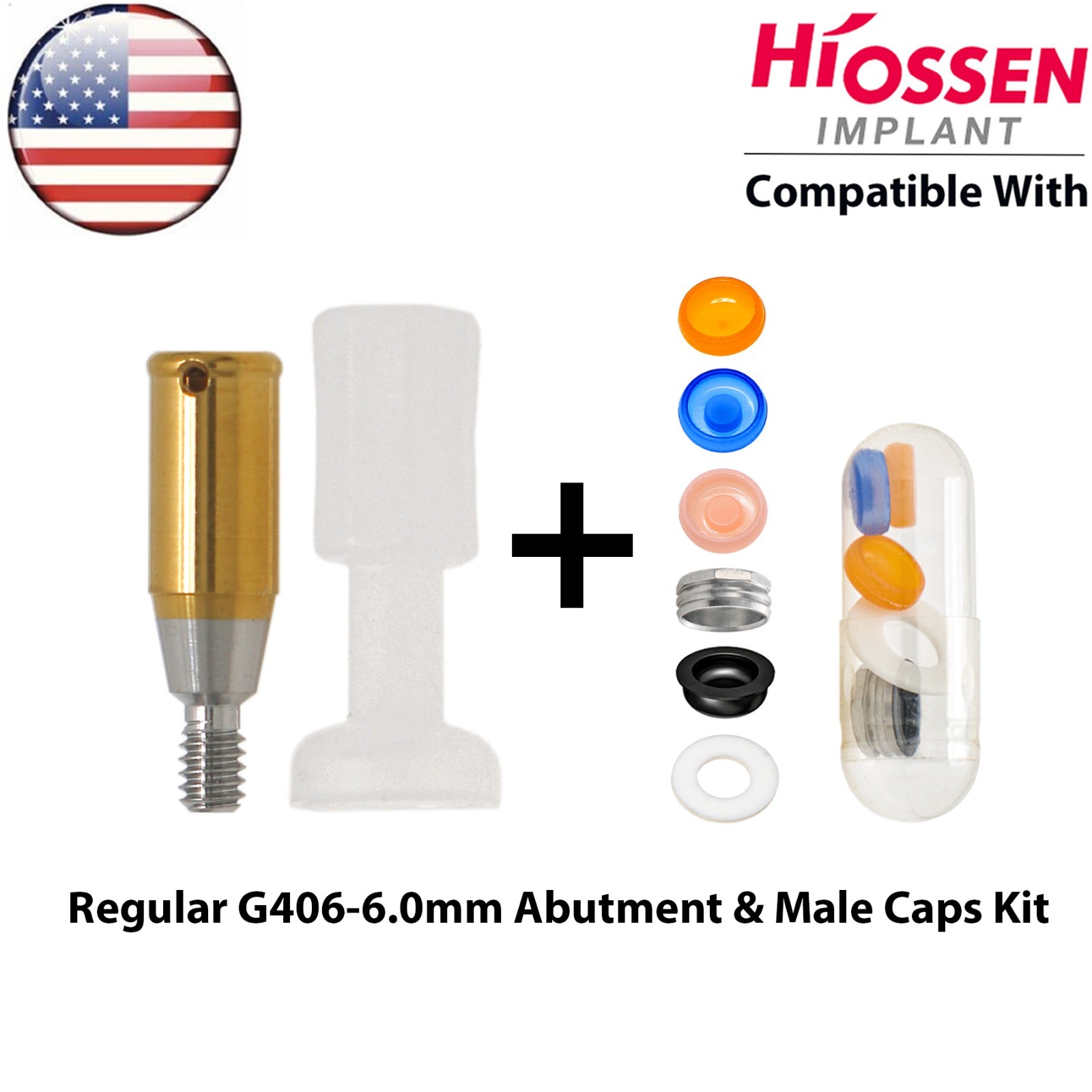 US For Hiossen ET Dental Overdenture Locator Attachment Regular & Male Caps Kit