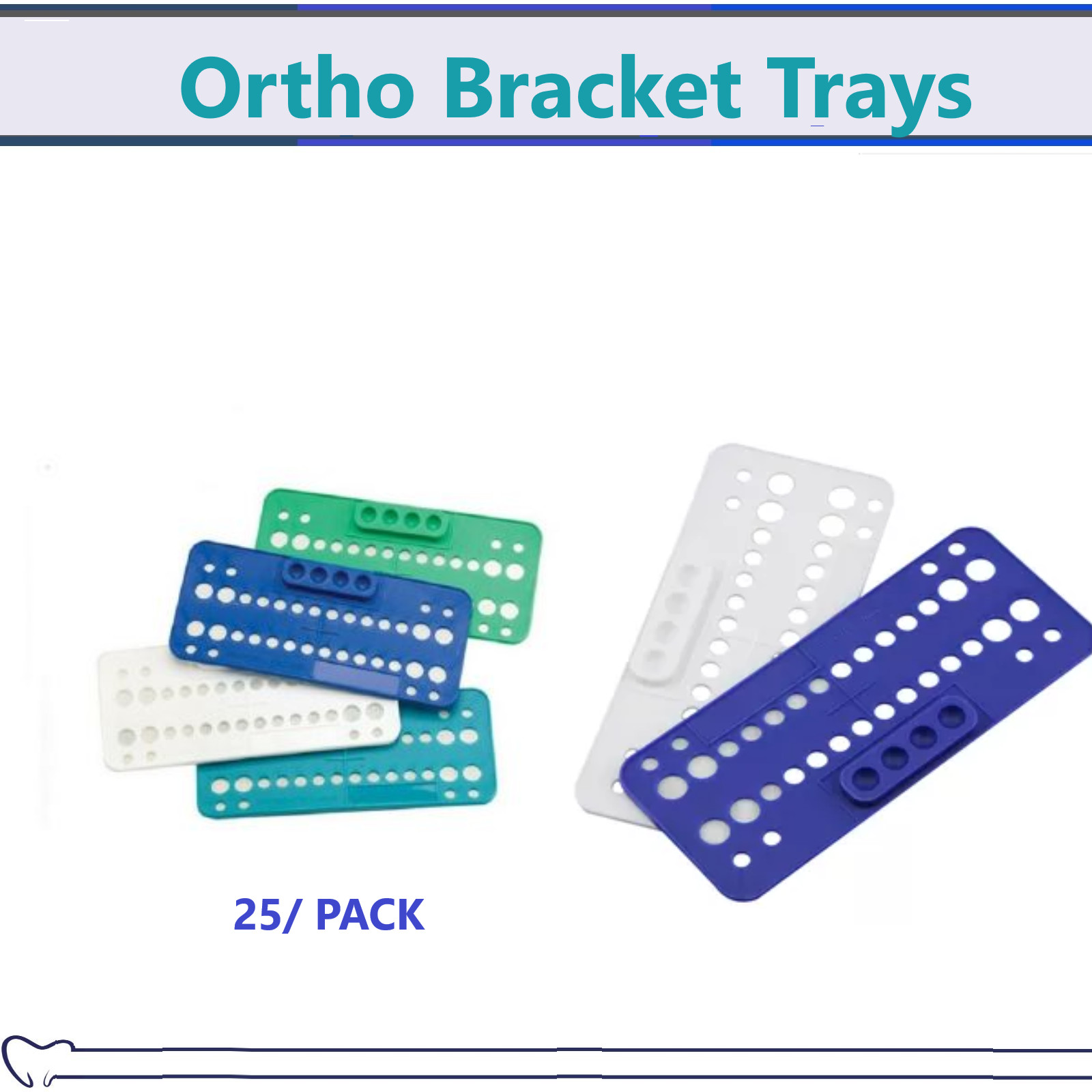 Dental Orthodontic Bracket Trays – Ortho Bracket Trays – 25/Pack
