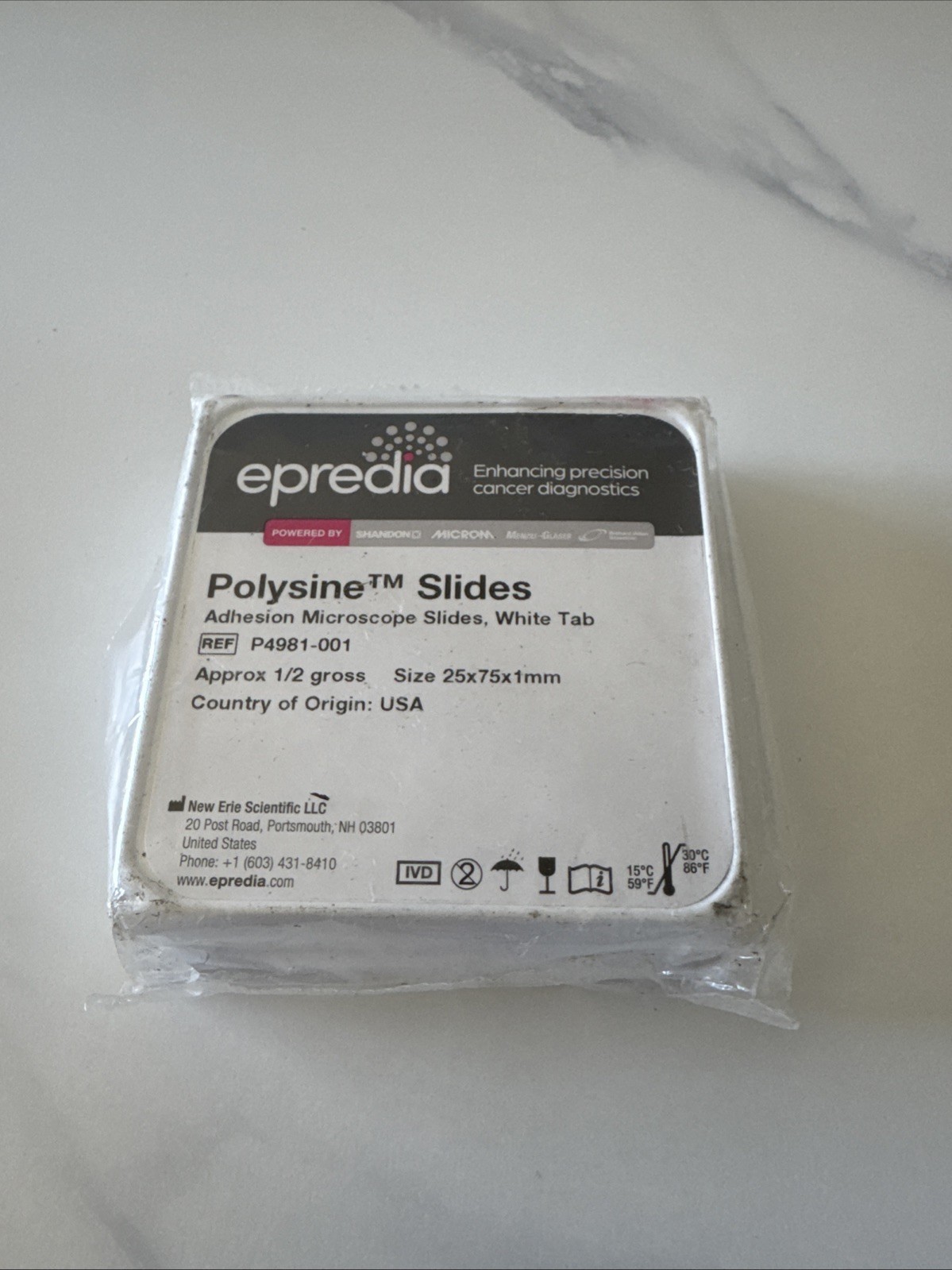 PACK OF 72 EPREDIA POLYSINE ADHESION MICROSCOPE SLIDES 25x75x1mm P4981-001 New