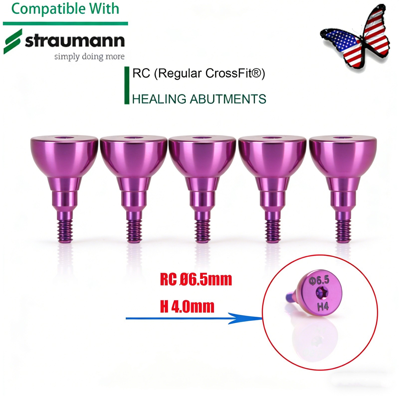 Straumann RC Healing Abutment & Closure Screw BLT Bone Level Titanium 5pcs/set