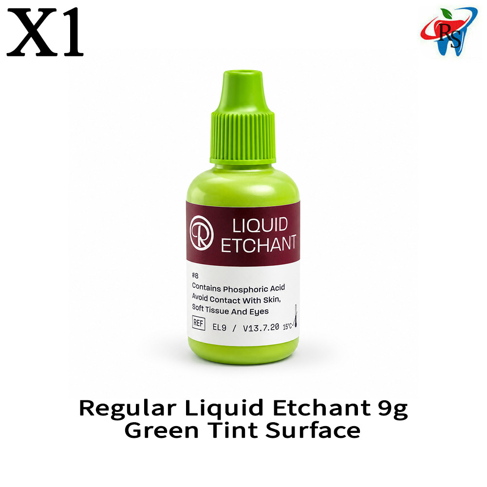 1x Dental Reliance Regular Liquid Etchant 9g Green Tint Surface Prep Bottle