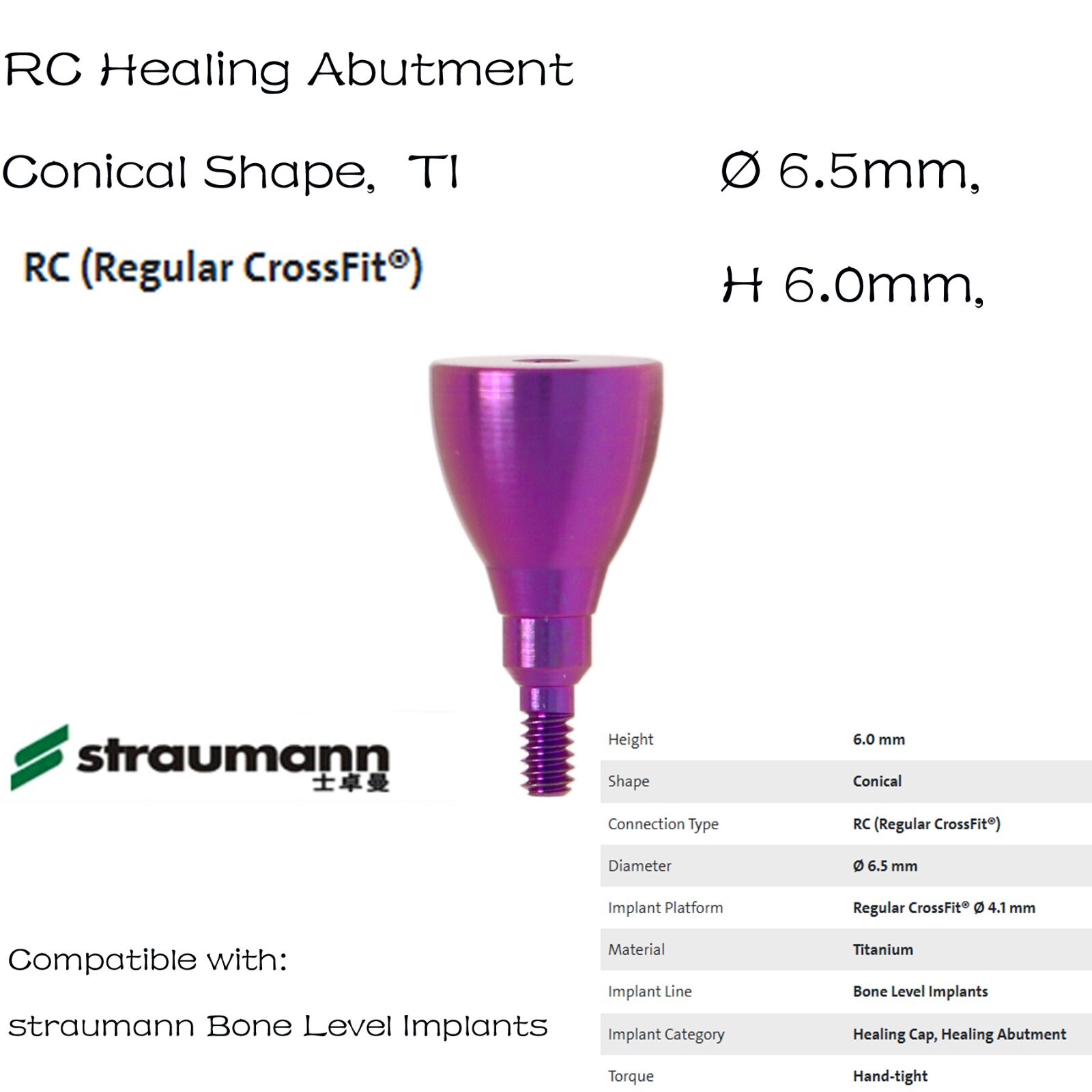 US Straumann RC Healing Abutment Healing Closure Fits ITI Bone Level Regular BLT