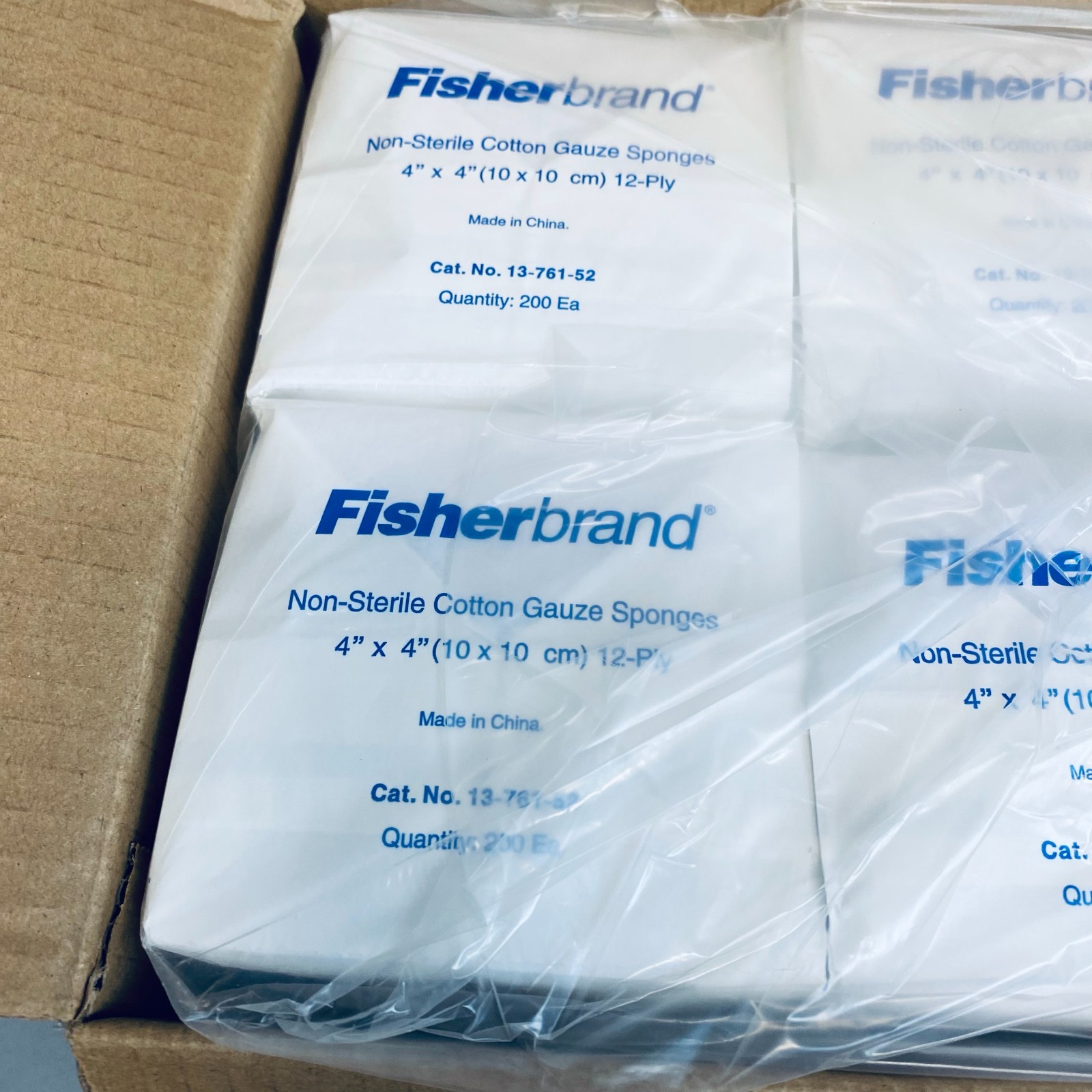 Fisherbrand Cotton Gauze Sponge 4 x 4 in. 12 Ply Case of 2000 Sponges