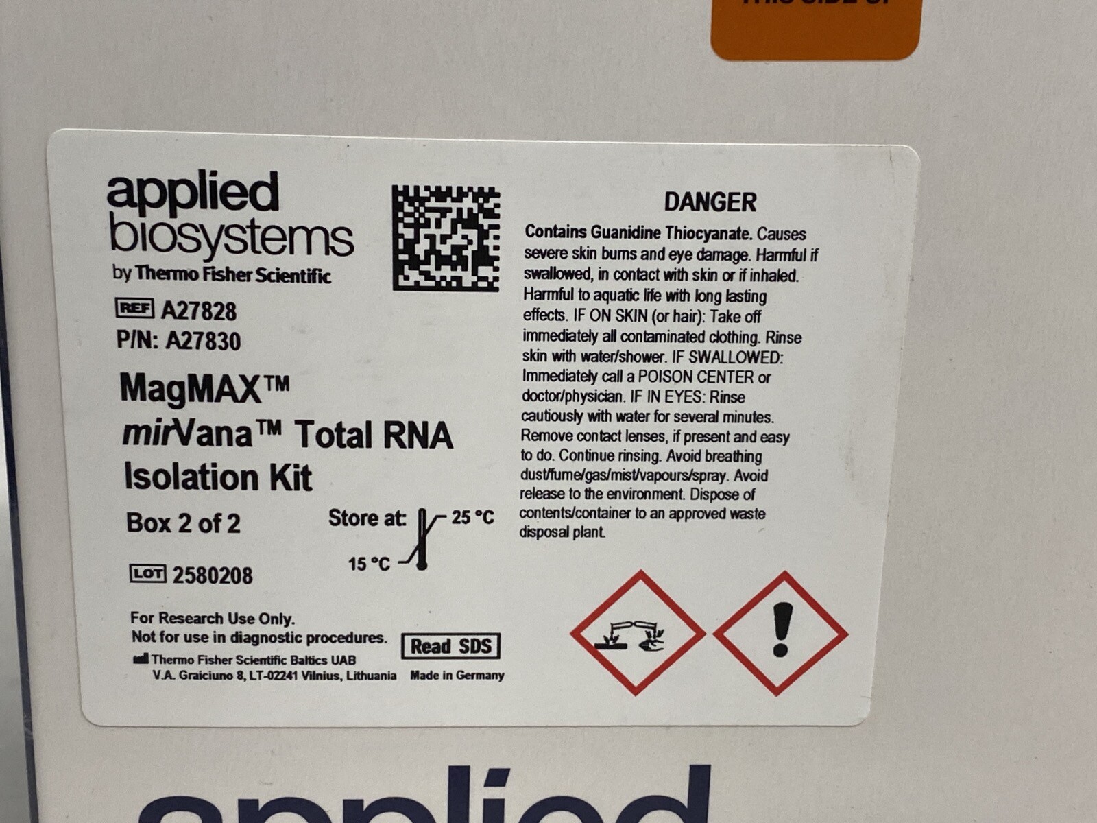 APPLIED BIOSYSTEMS MagMAX mirVana Total RNA Isolation 96/Rctn *Box 2* Kit A27828