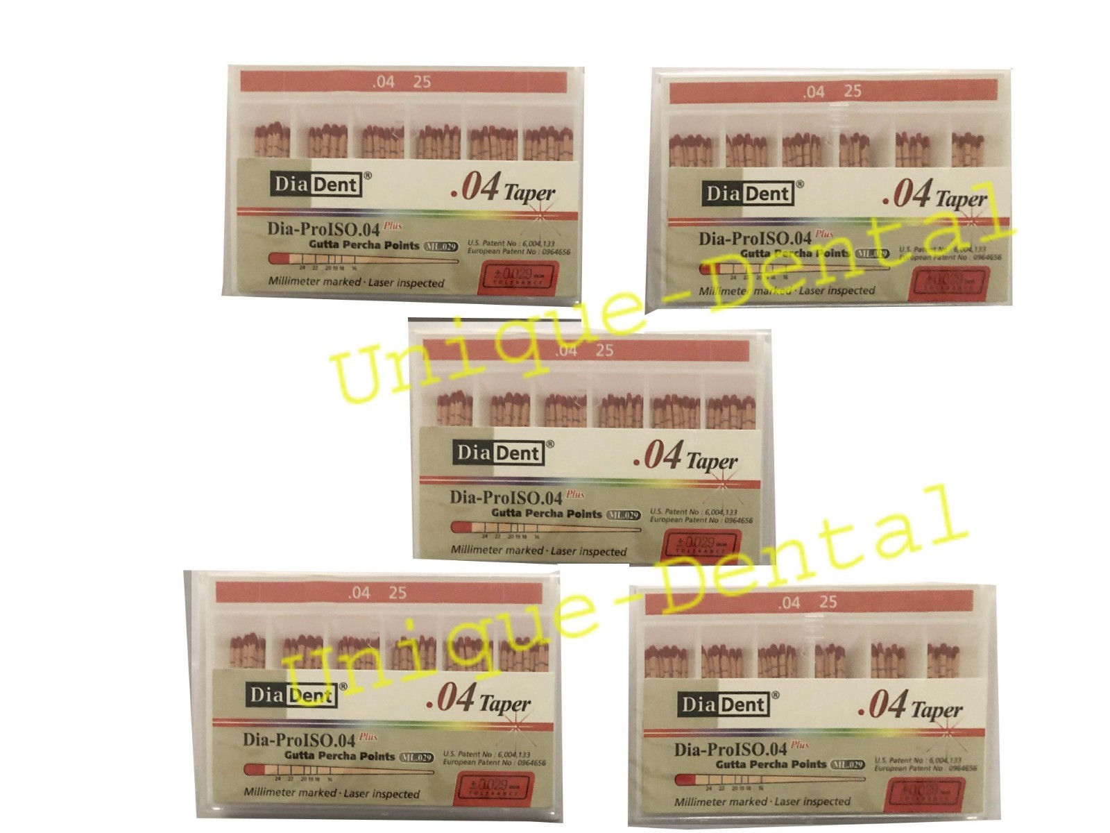 Pack of 5 Diadent Gutta Percha GP Points 4% Size 25 Box of 60 Fast Ship