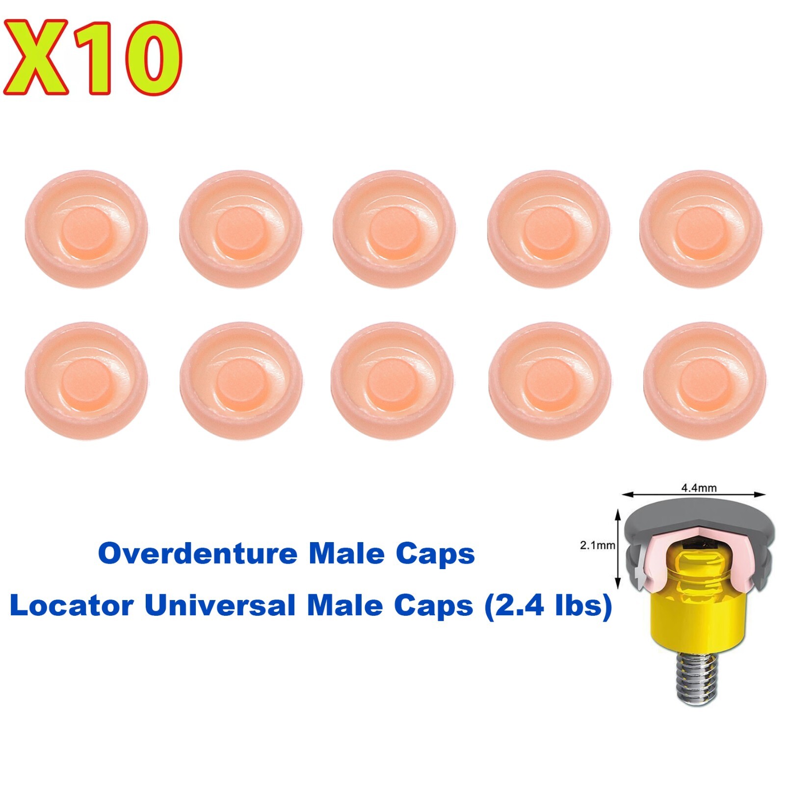 10Pcs Dental Locator Overdenture Abutments Retention Caps For Implant Inserts