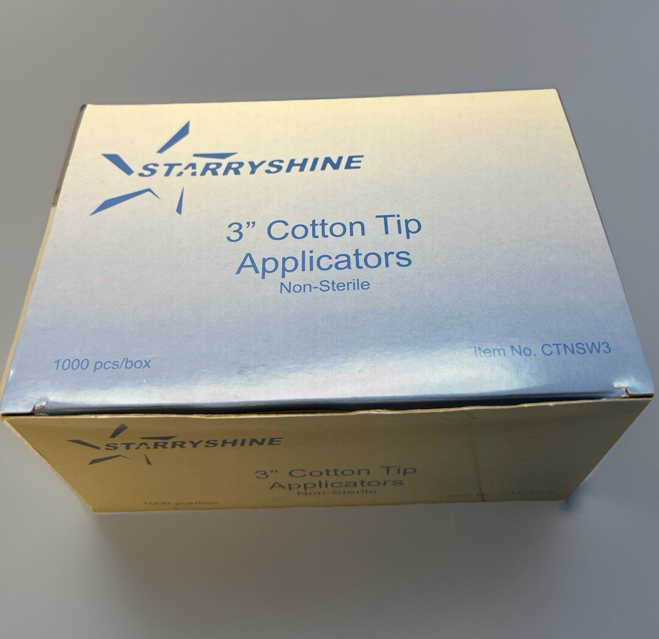 Starryshine 3” Cotton Tip Applicators Non-Sterile 3000pcs (3×1000) Dental