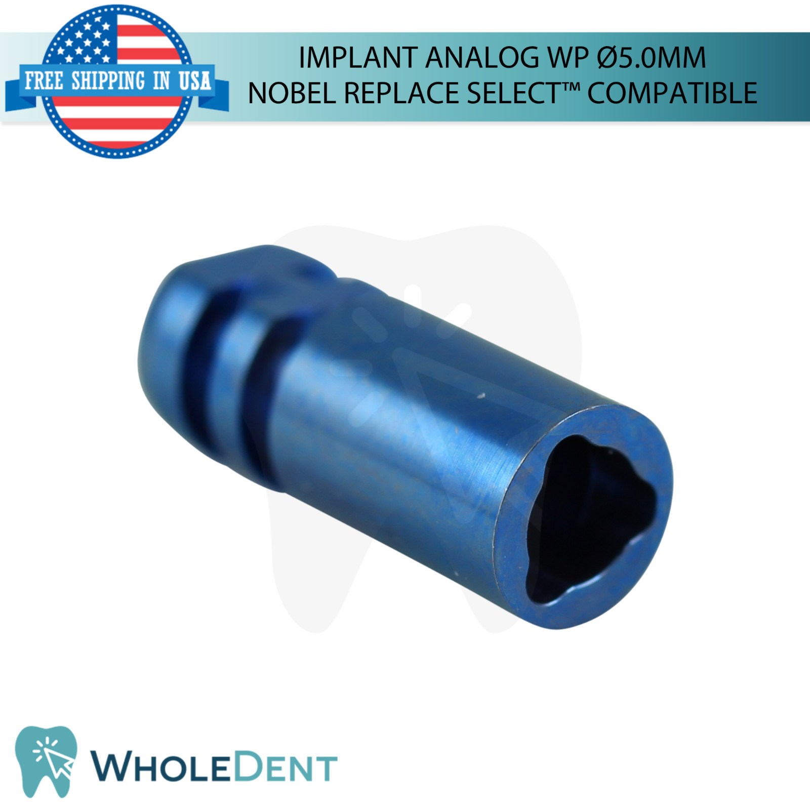 1x Dental Fixture Analog Ø5.0mm Wide Platform N0bel Replace Select™ Compatible