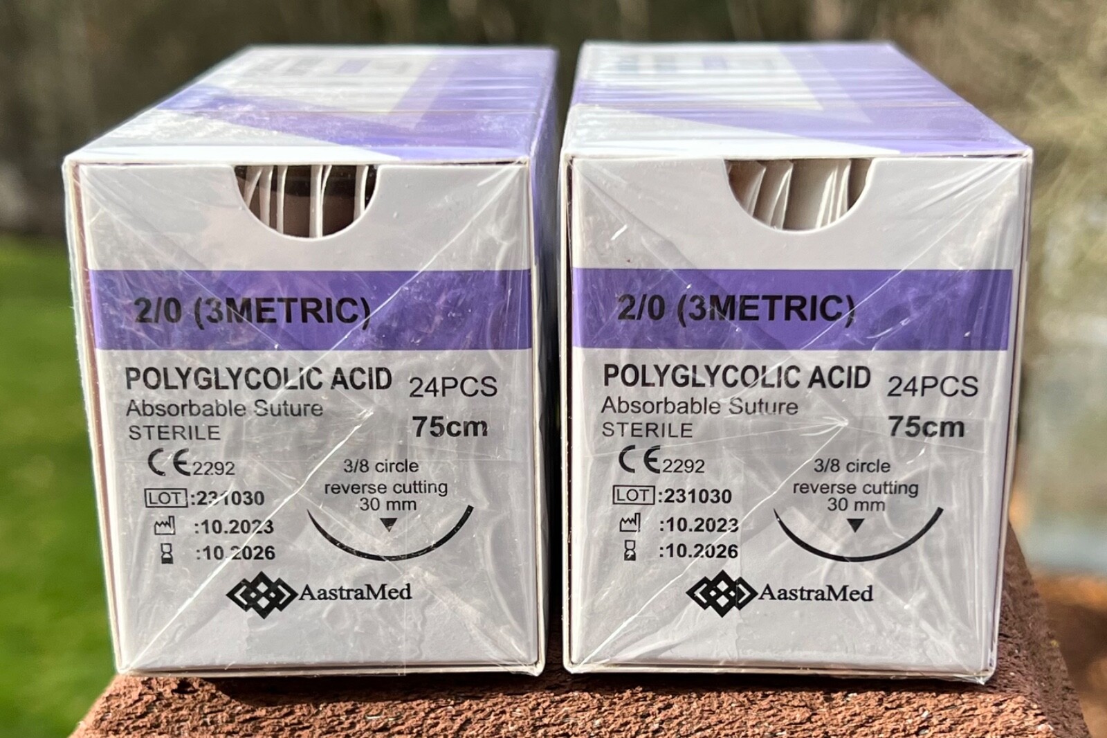 2/0 PGA, 48ct (2 Boxes) Polyglycolic Acid, Veterinary Dental, R-cut 30mm