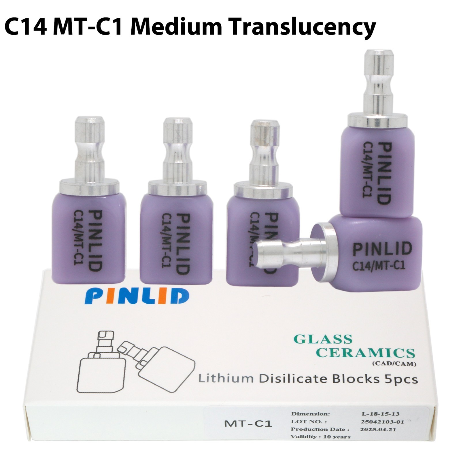 C14 Dental Ceramic Blocks Lithium Disilicate Cerec CAD CAM MT A1 A2 A3 5Pcs/Box