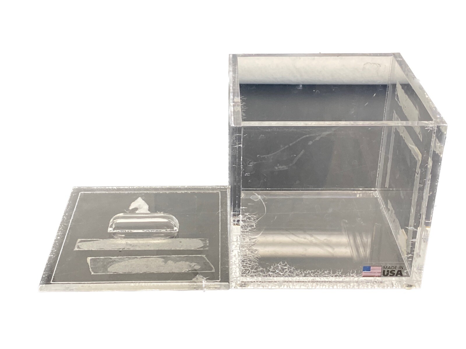 Acrylic Beta Storage Container & Top Loading Lid w/ Handle 6” x 6” x 5-3/4” ID B