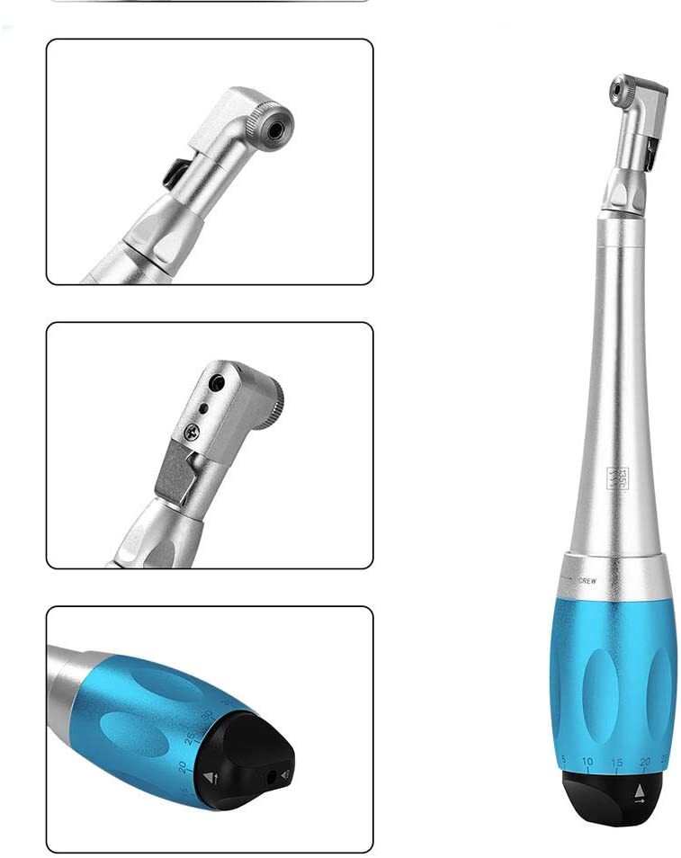 Dental Universal Implant Torque 2 Heads Adjustment Handpiece&12 Drivers Blue CE