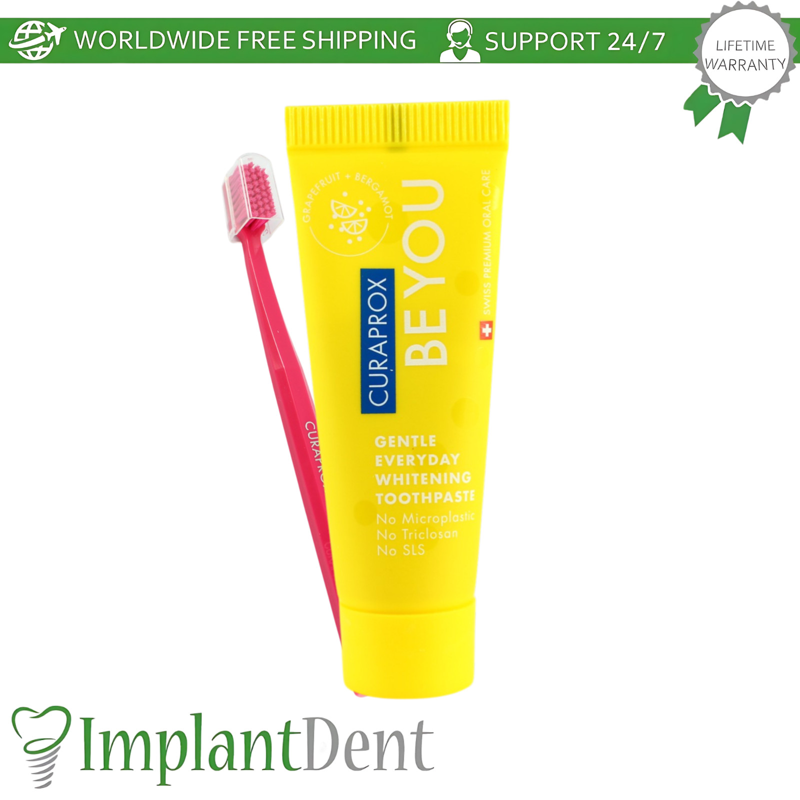 Dental 6 Flavor Whitening Toothpaste and Ultra Soft Toothbrush Pack Curaprox