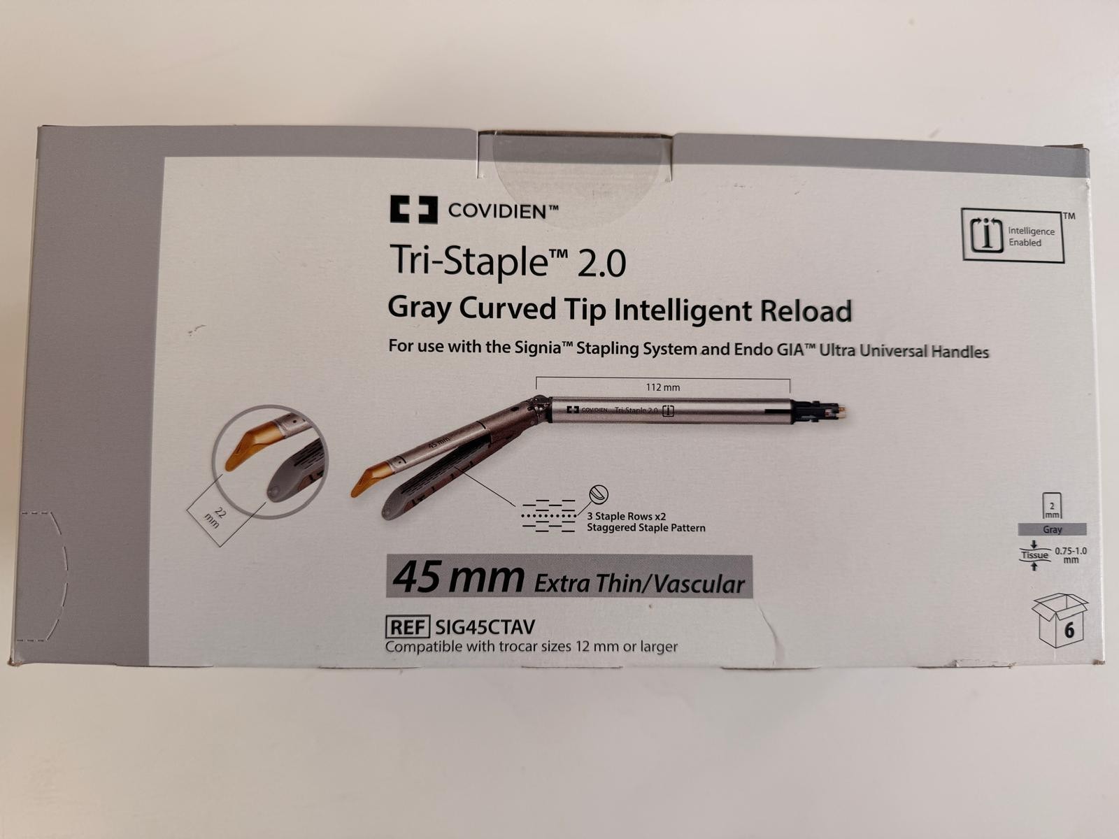 Case of 6 Covidien Tri-Staple 2.0 – 45mm – Model SIG45CTAV – NEW IN BOX 2030