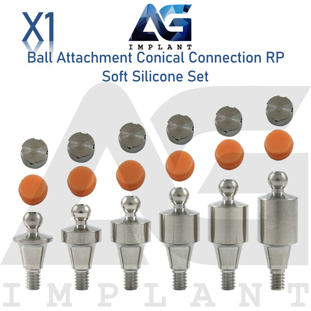 Ball Attachment Soft Silicone Cap Set Conical Connection RP System 2.65mm