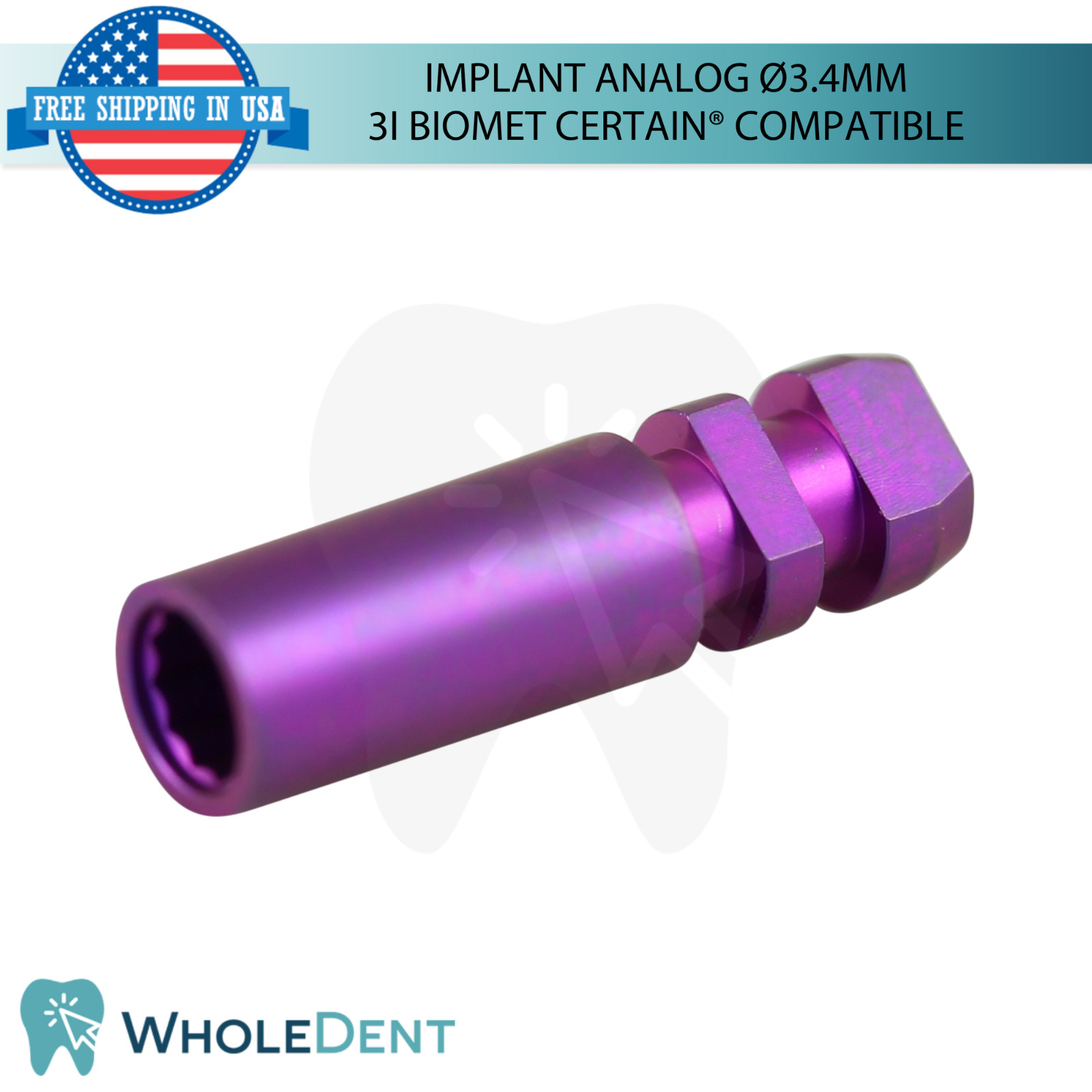 5x Dental Fixture Analog Ø3.4mm 3i Biomet Certain® Compatible Platform Lab