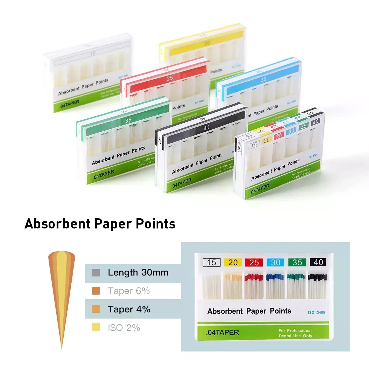 Dental Endodontic Root Canal Absorbent Paper Points Taper 0.04/0.06/0.02 #15-40