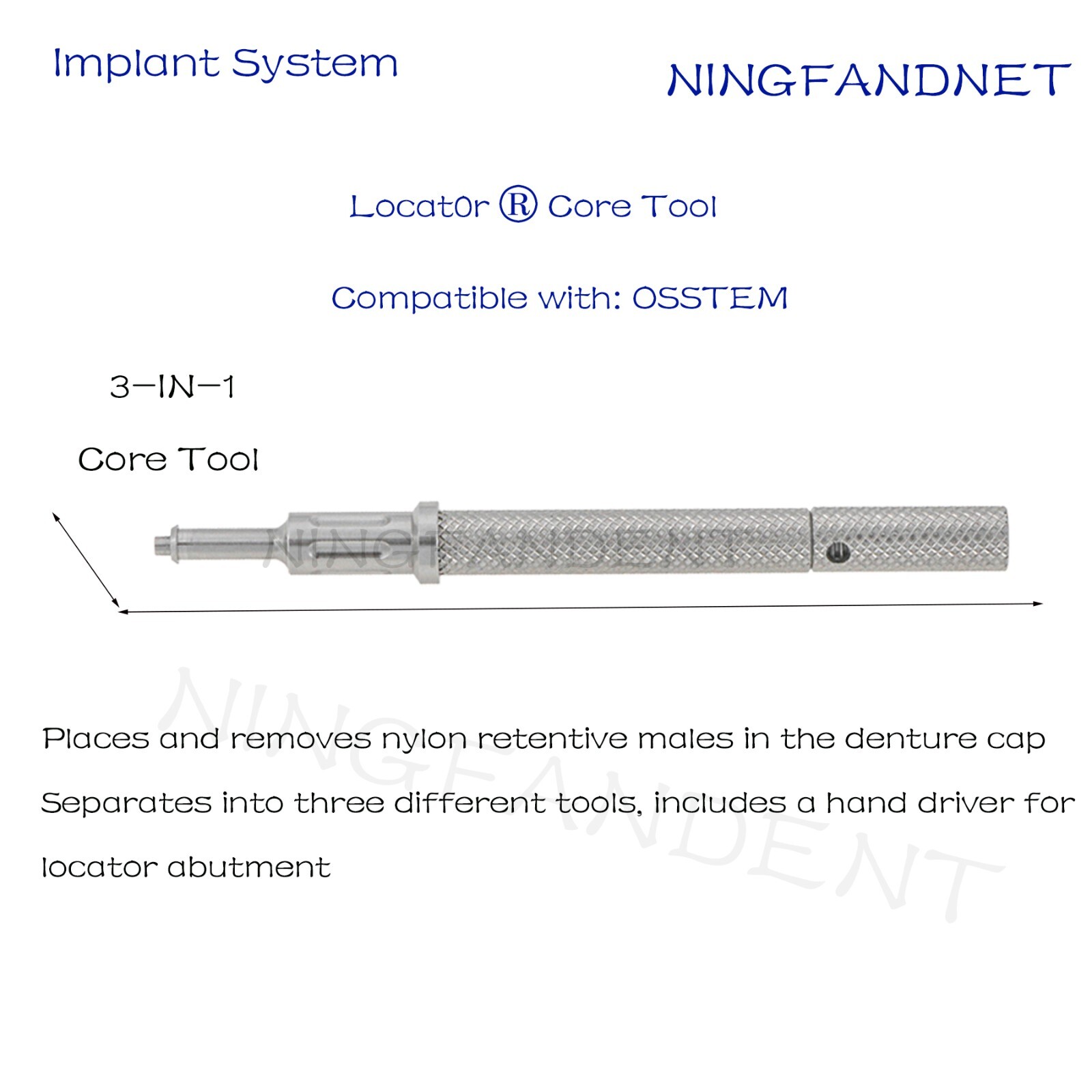 Implant Locat0r Removal Insert 3-1n-1 Tool,Dental Attachment Retention Caps