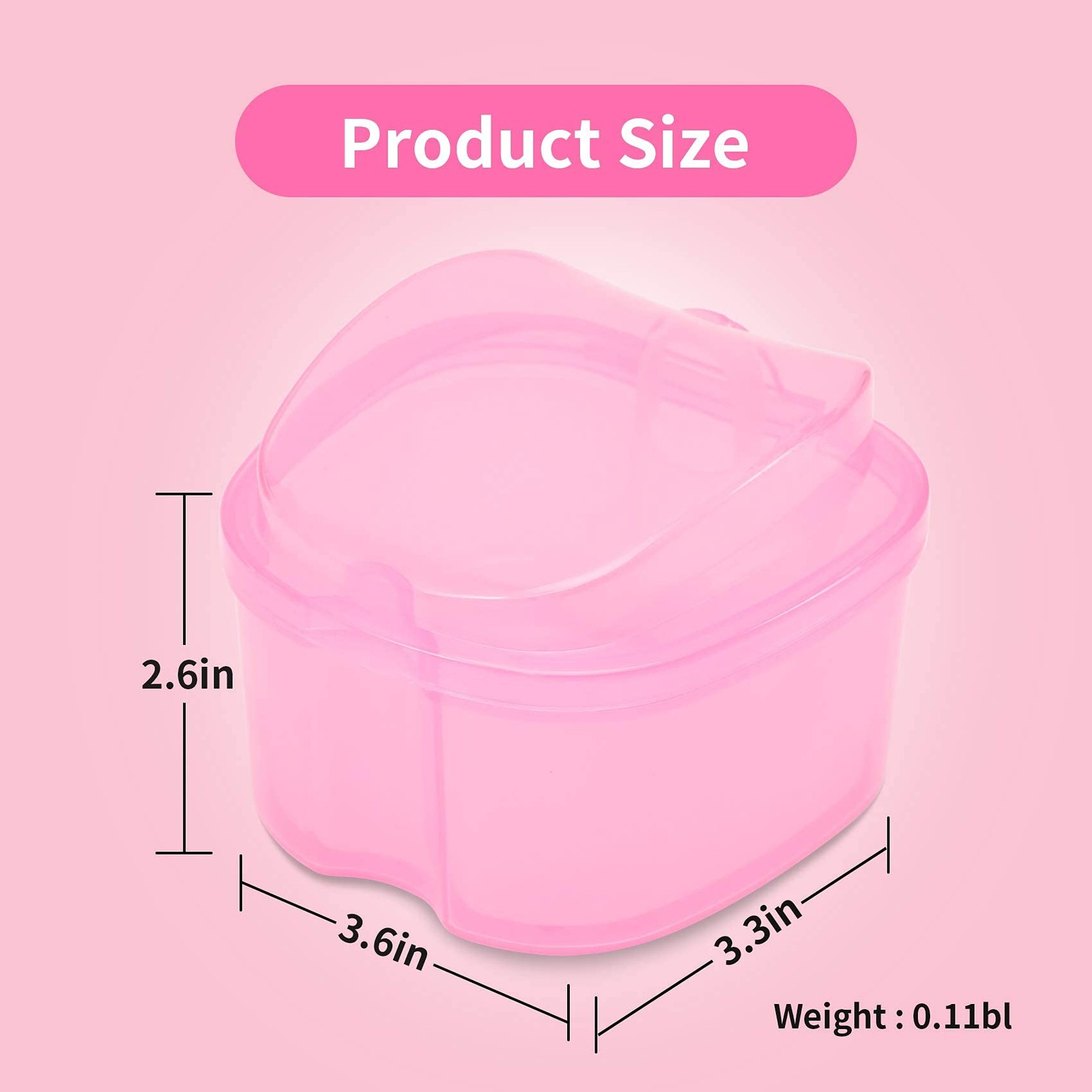 Dental Orthodontic Retainer Container 1 Count (Pack of 1), Transparent Pink