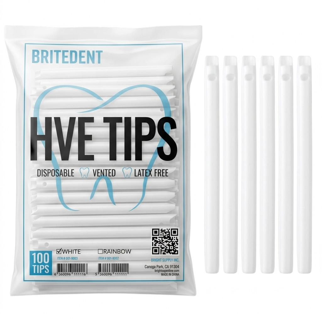 Dental HVE Suction Tips White Disposable High Volume Evacuation 100 or 1000