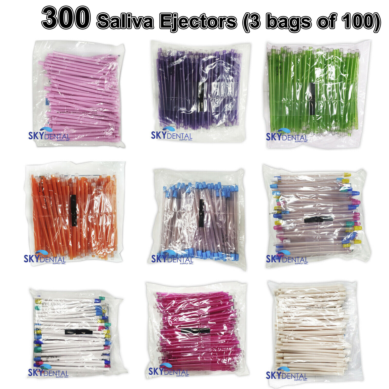 Saliva Ejectors Dental Suction Ejector Made in Italy 300/pk