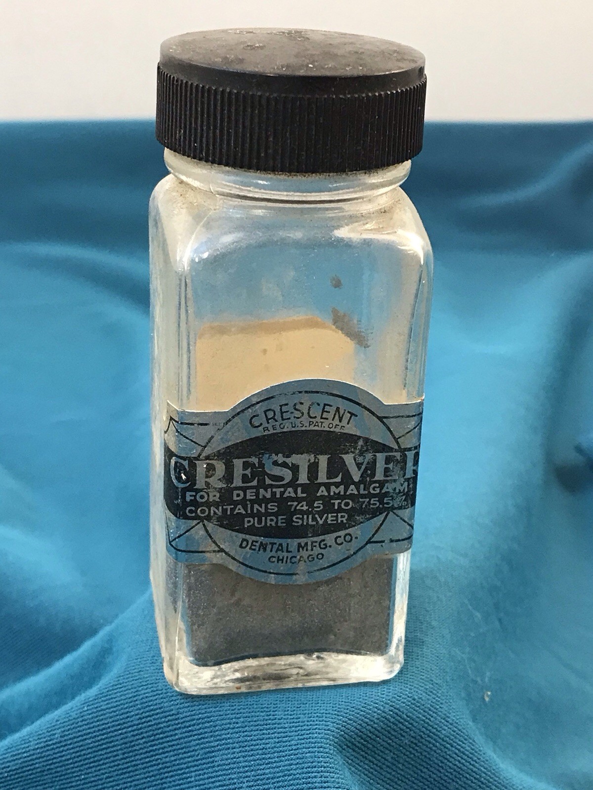 Crescent Dental Mfg Chicago CRESTLVER Dental Amalgam 75% Pure Silver 65 Grams