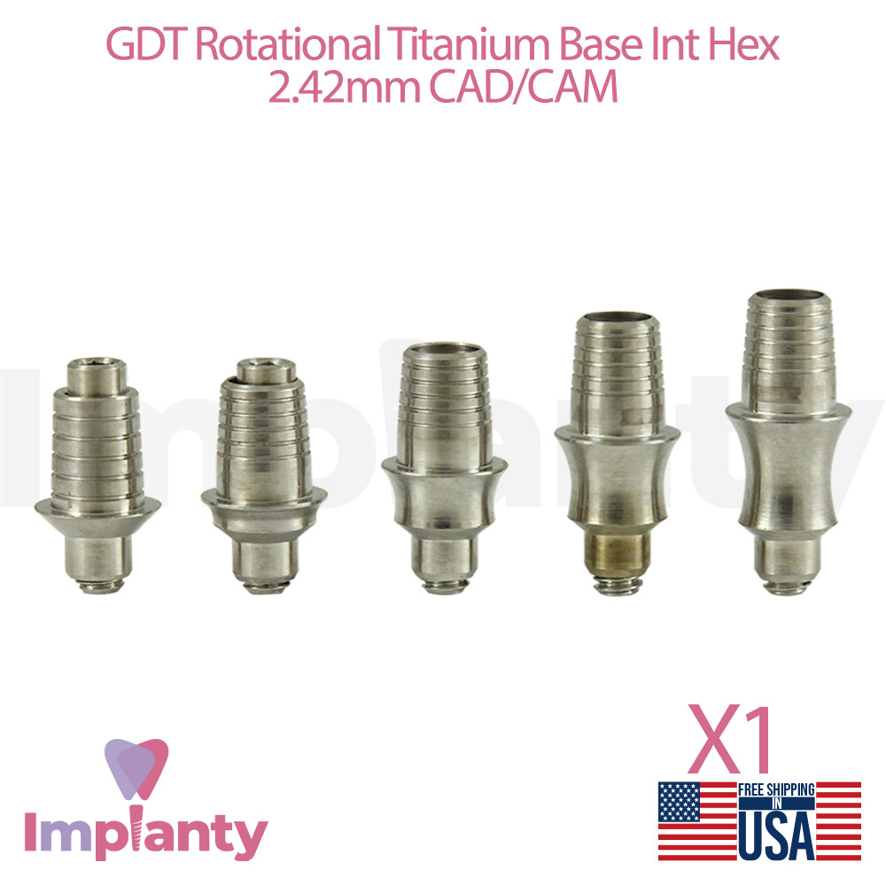 GDT Rotational Titanium Base Abutment Int Hex 2.42mm CAD CAM Digital Dental Lab