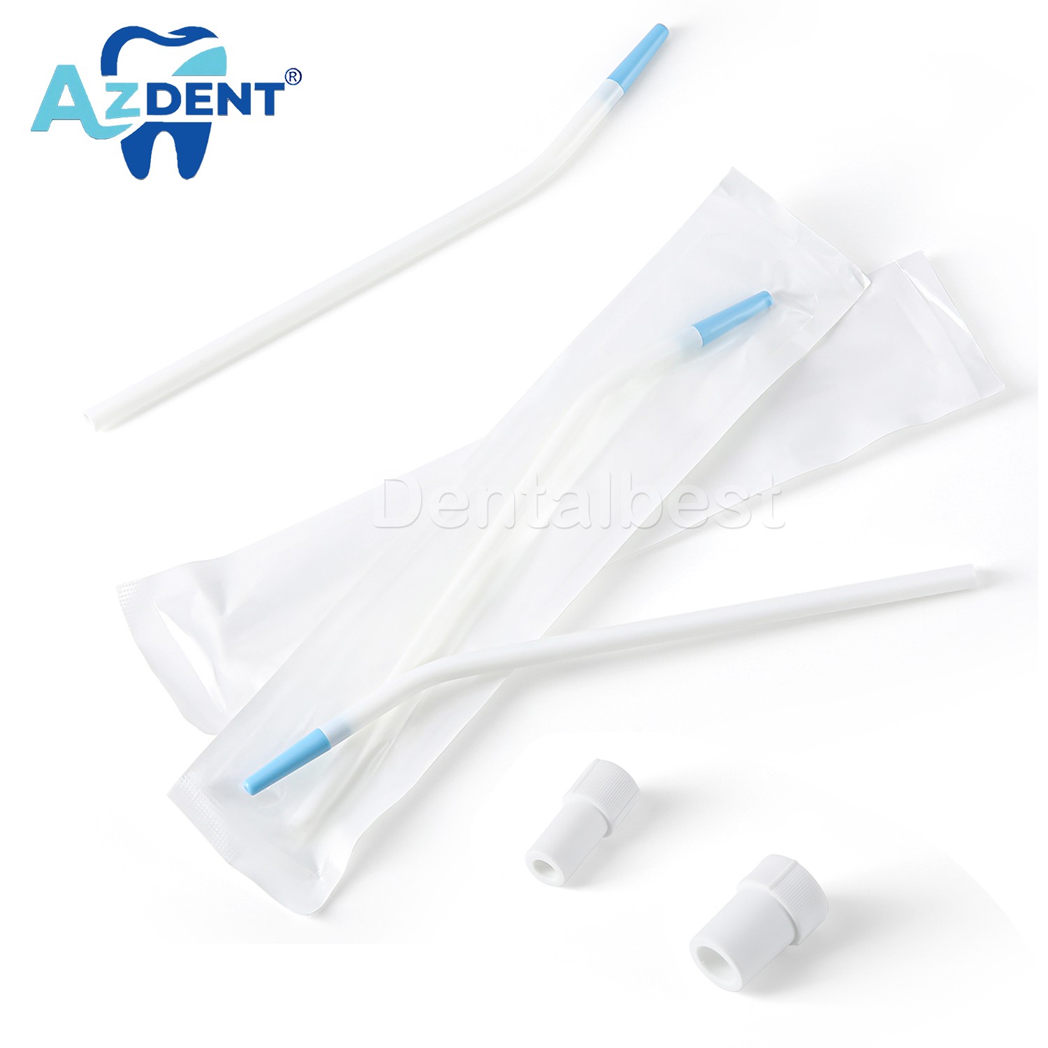 AZDENT Disposable Dental Surgical Aspirator Suction Tips with Adapter Long Slim