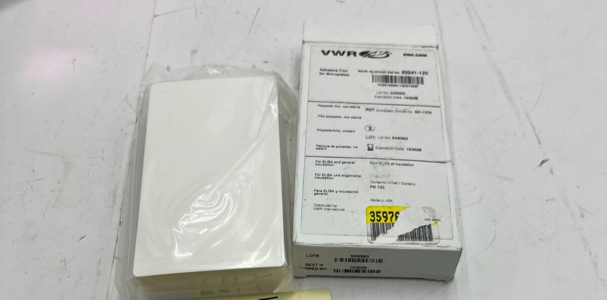 Pack of 100 VWR Adhesive Film 60941-120 for Microplates Polyester Non-Sterile